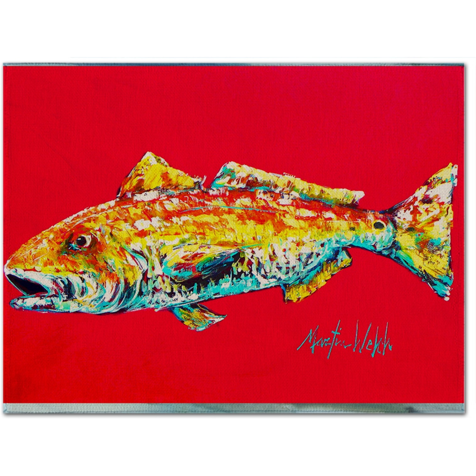 &quotCaroline's Treasures MW1084PLMT Fish-Red Fish Alphonso Fabric Placemat, Multicolor"
