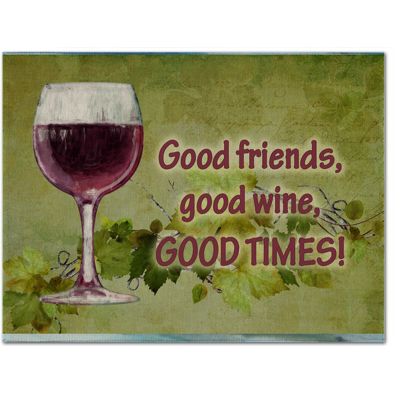 &quotCaroline's Treasures SB3070PLMT Good Friends Good Wine Good Times Fabric Placemat, Multicolor"