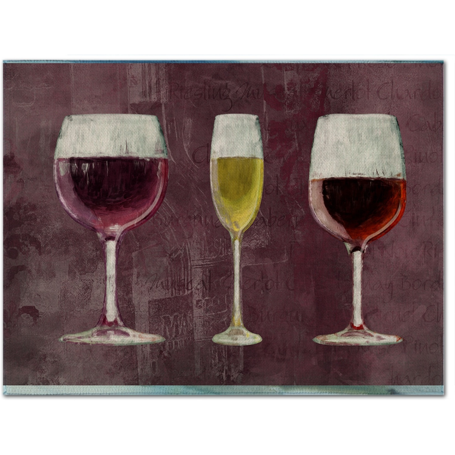&quotCaroline's Treasures SB3073PLMT Three Glasses Of Wine Purple Fabric Placemat, Multicolor"