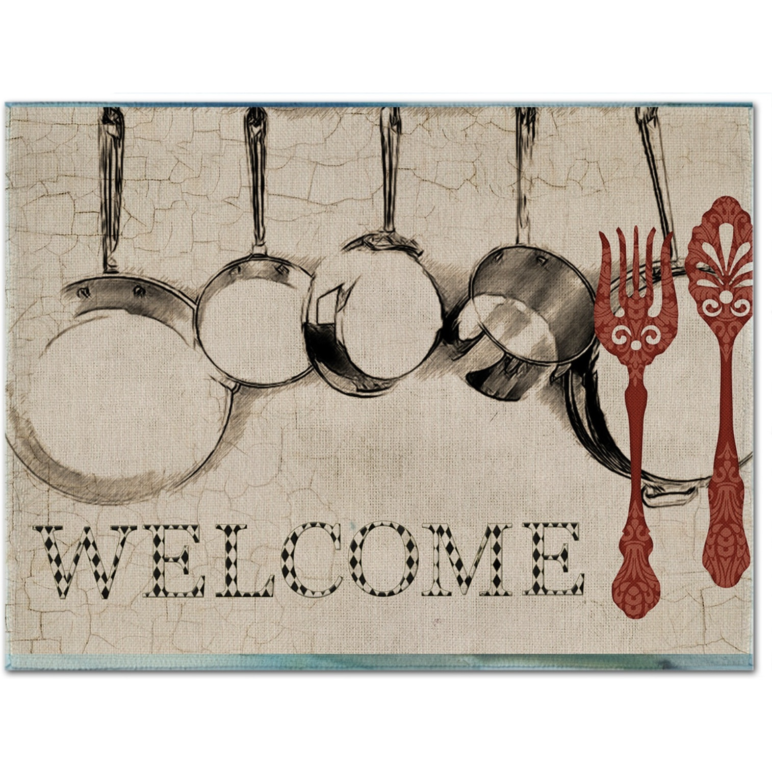 &quotCaroline's Treasures SB3087PLMT Pots And Pans Welcome Fabric Placemat, Multicolor"