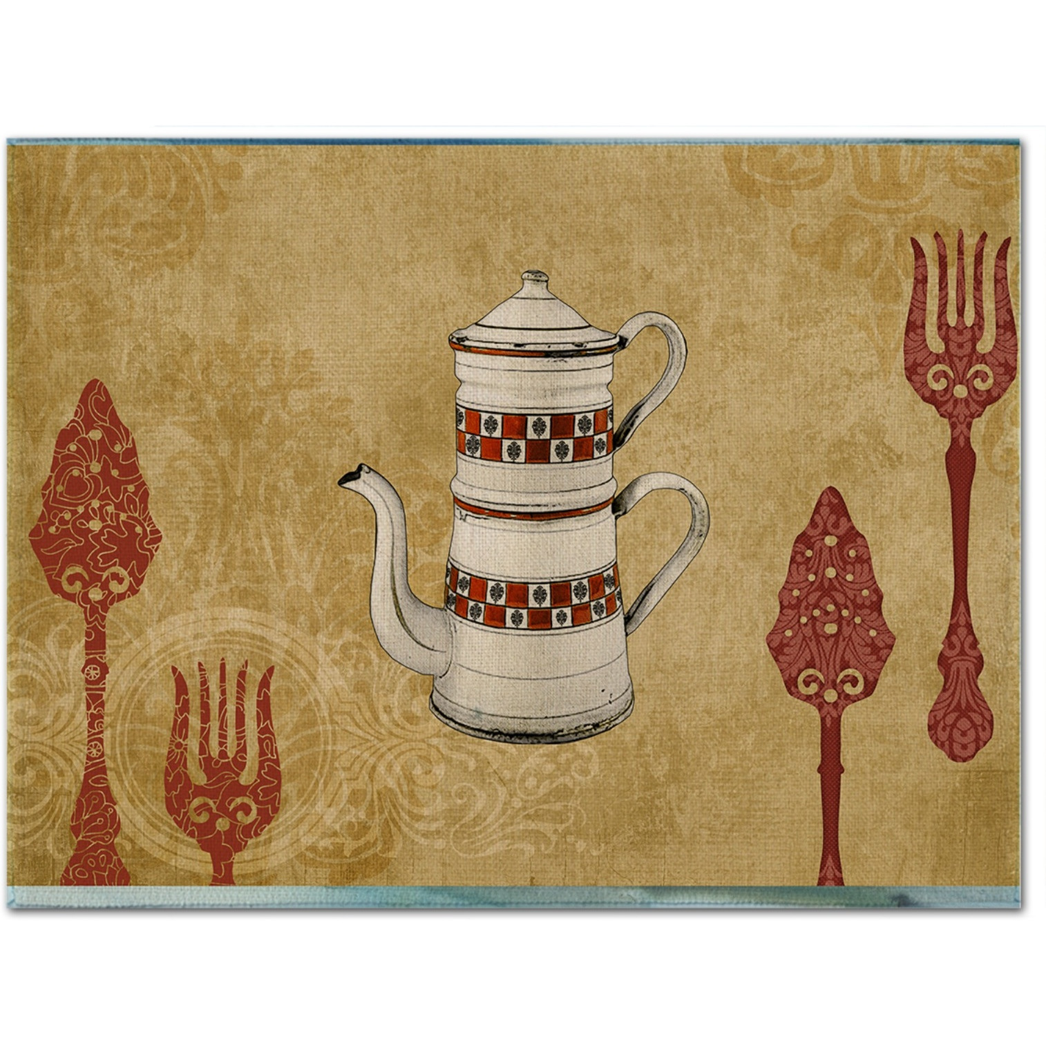 &quotCaroline's Treasures SB3088PLMT Teapot Welcome Fabric Placemat, Multicolor"