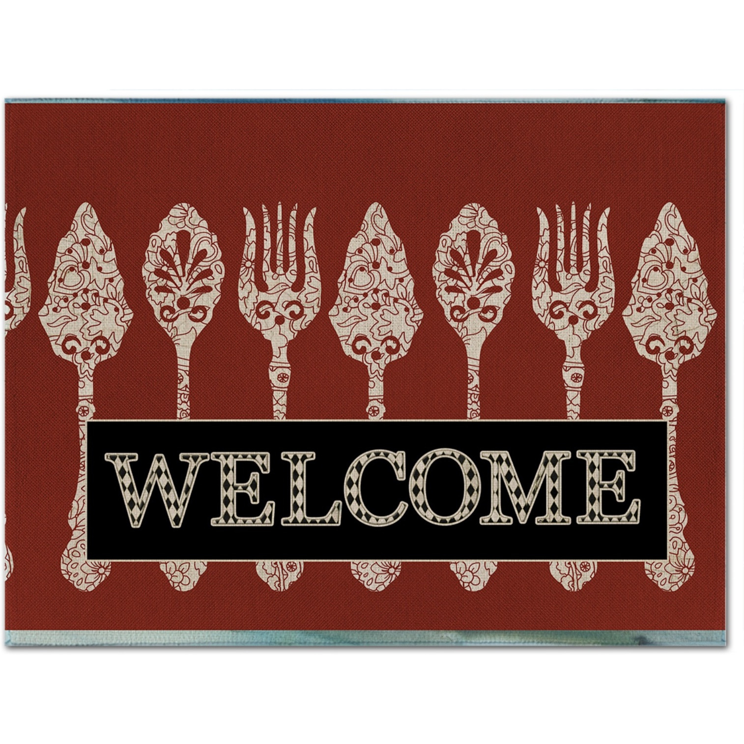 &quotCaroline's Treasures SB3090PLMT Serving Spoons Welcome Fabric Placemat, Multicolor"
