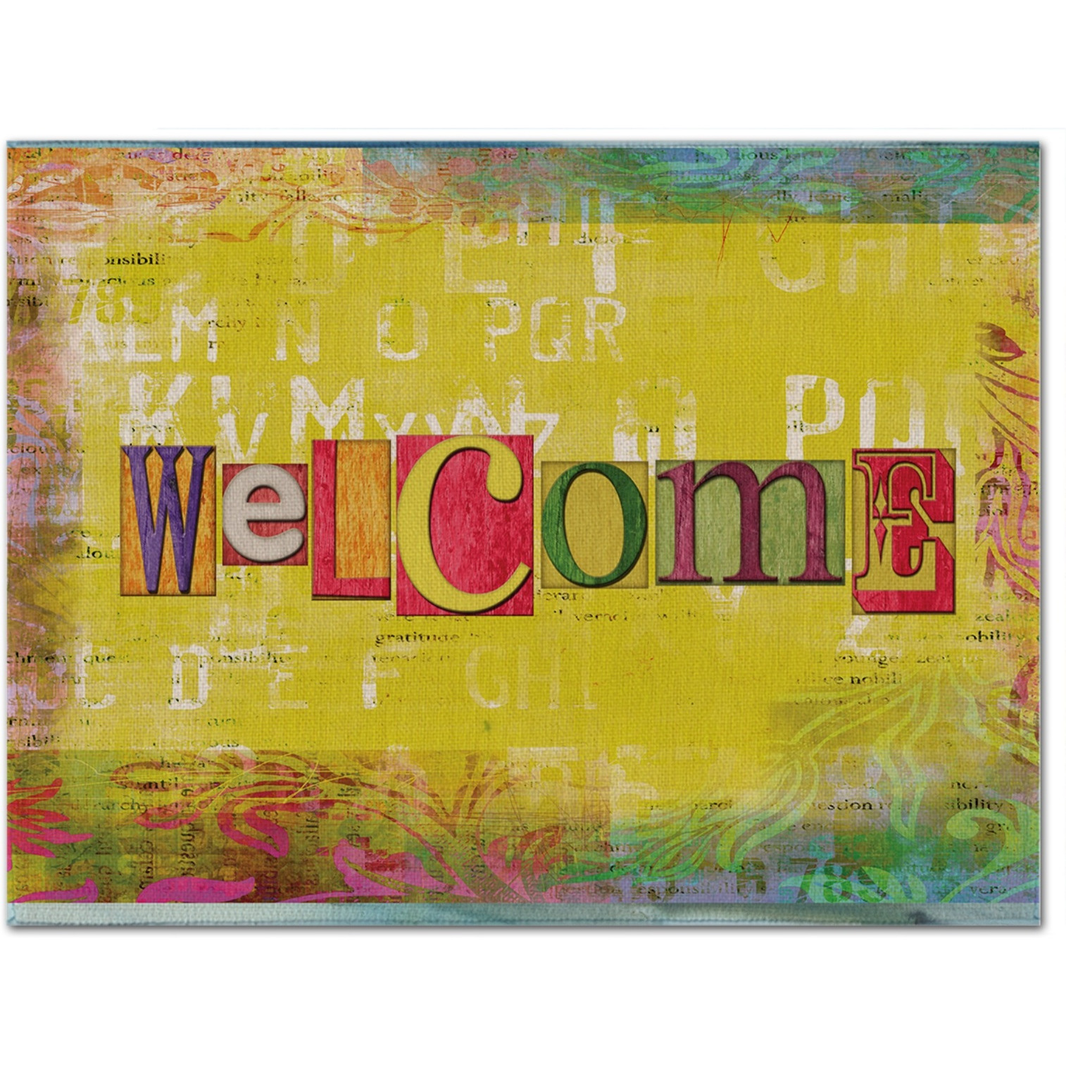 &quotCaroline's Treasures SB3097PLMT Artsy Welcome Fabric Placemat, Multicolor"