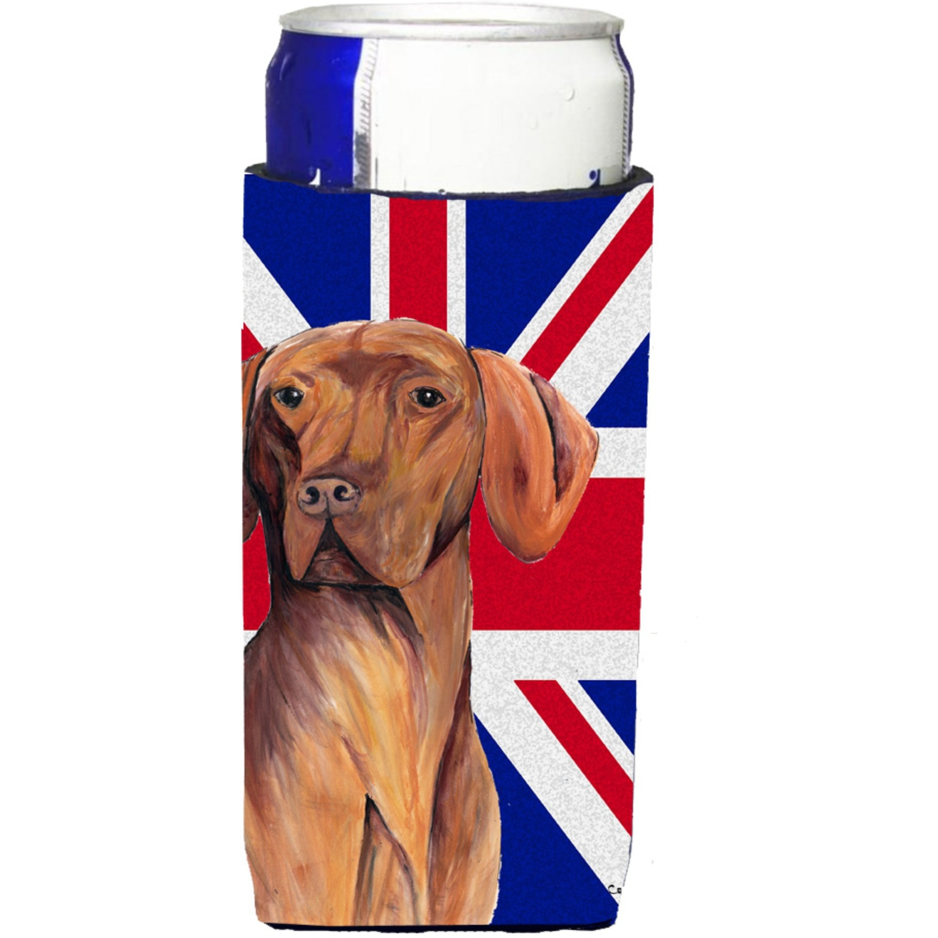 Vizsla with English Union Jack British Flag Ultra Beverage Insulators for slim cans SC9835MUK