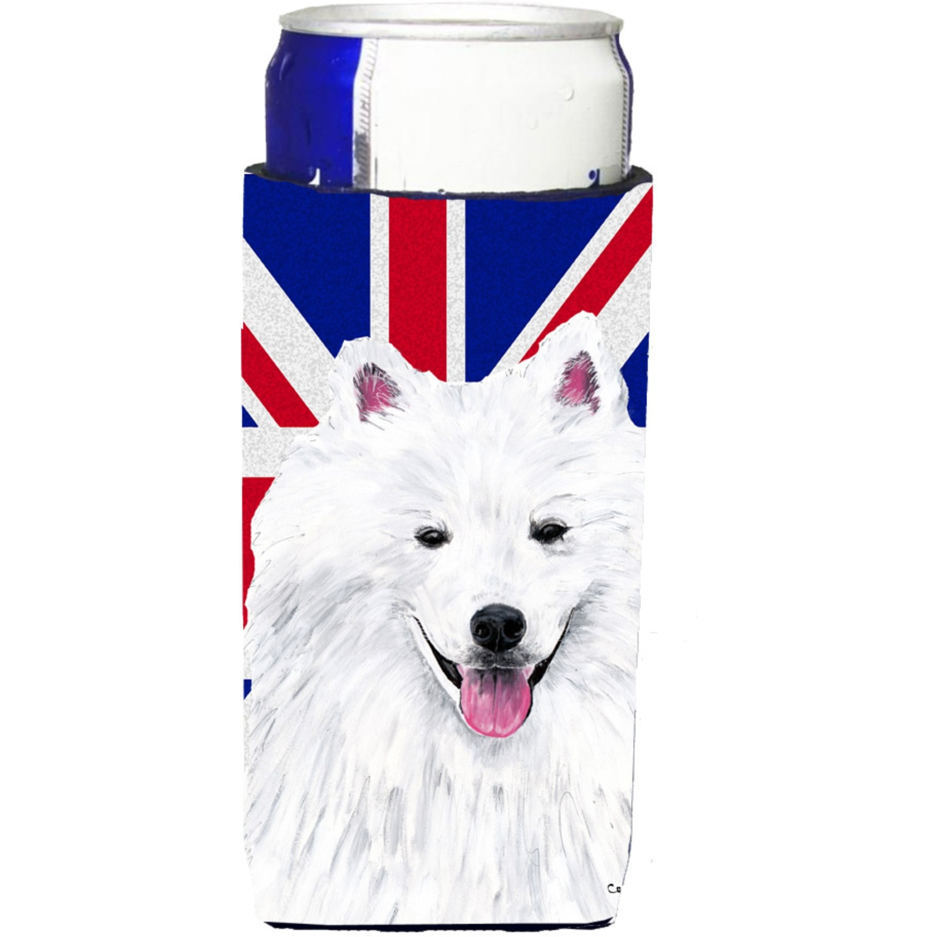 American Eskimo with English Union Jack British Flag Ultra Beverage Insulators for slim cans SC9836MUK