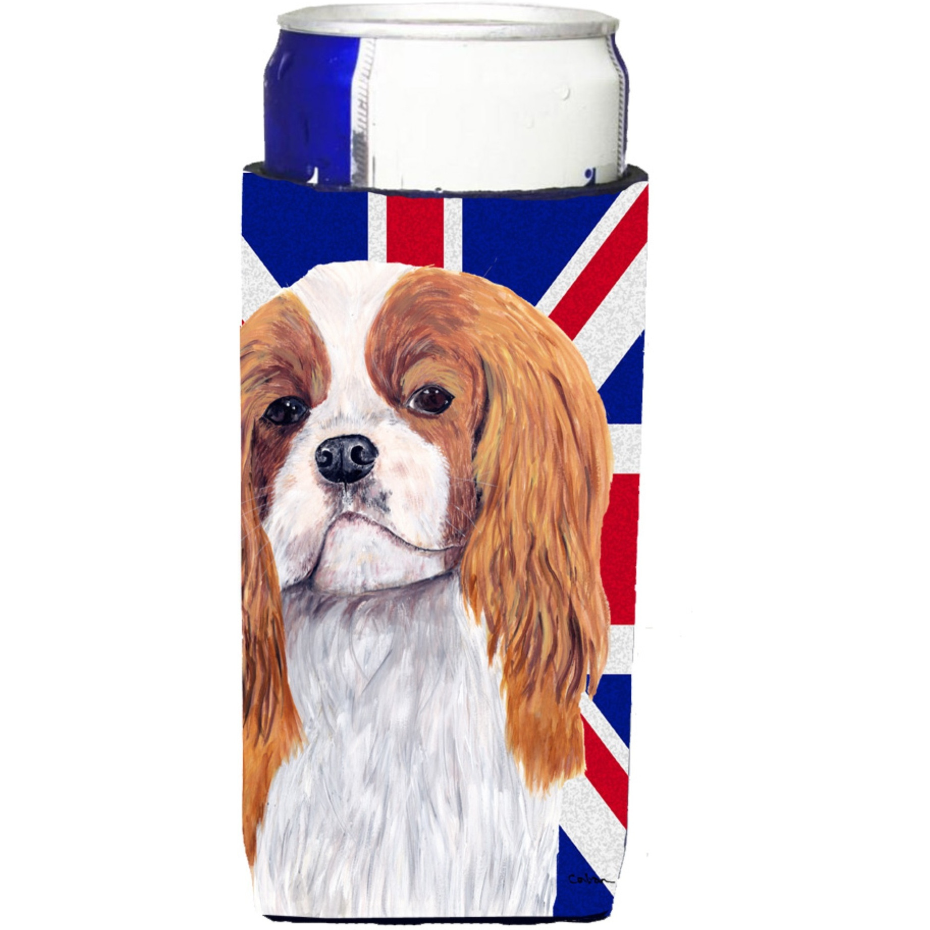 Cavalier Spaniel with English Union Jack British Flag Ultra Beverage Insulators for slim cans SC9851MUK