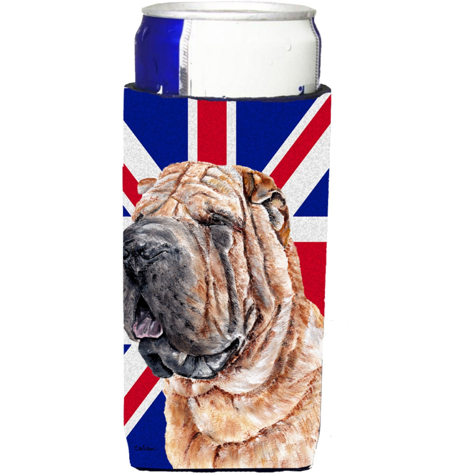 Shar Pei with English Union Jack British Flag Ultra Beverage Insulators for slim cans SC9892MUK