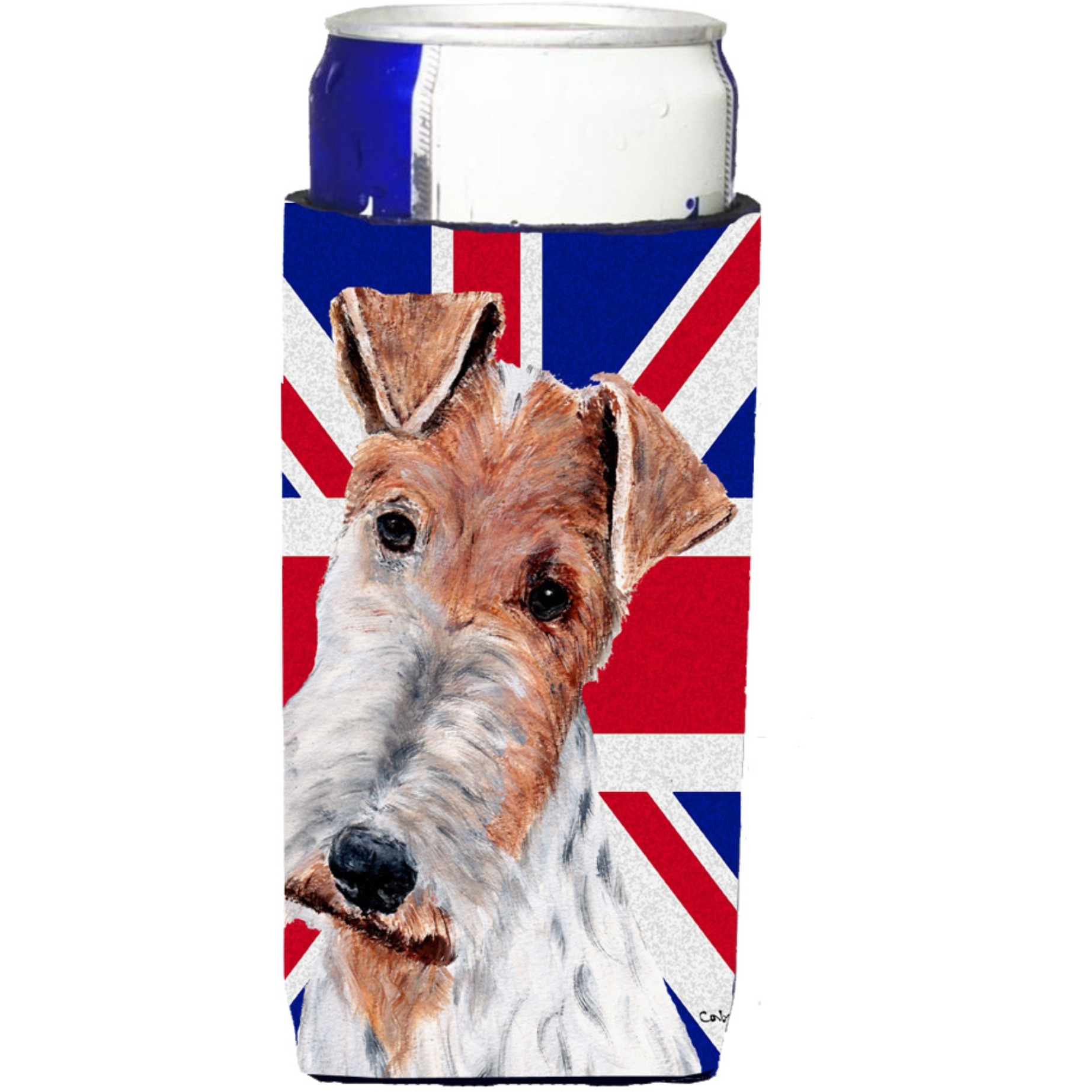 Wire Fox Terrier with English Union Jack British Flag Ultra Beverage Insulators for slim cans SC9887MUK