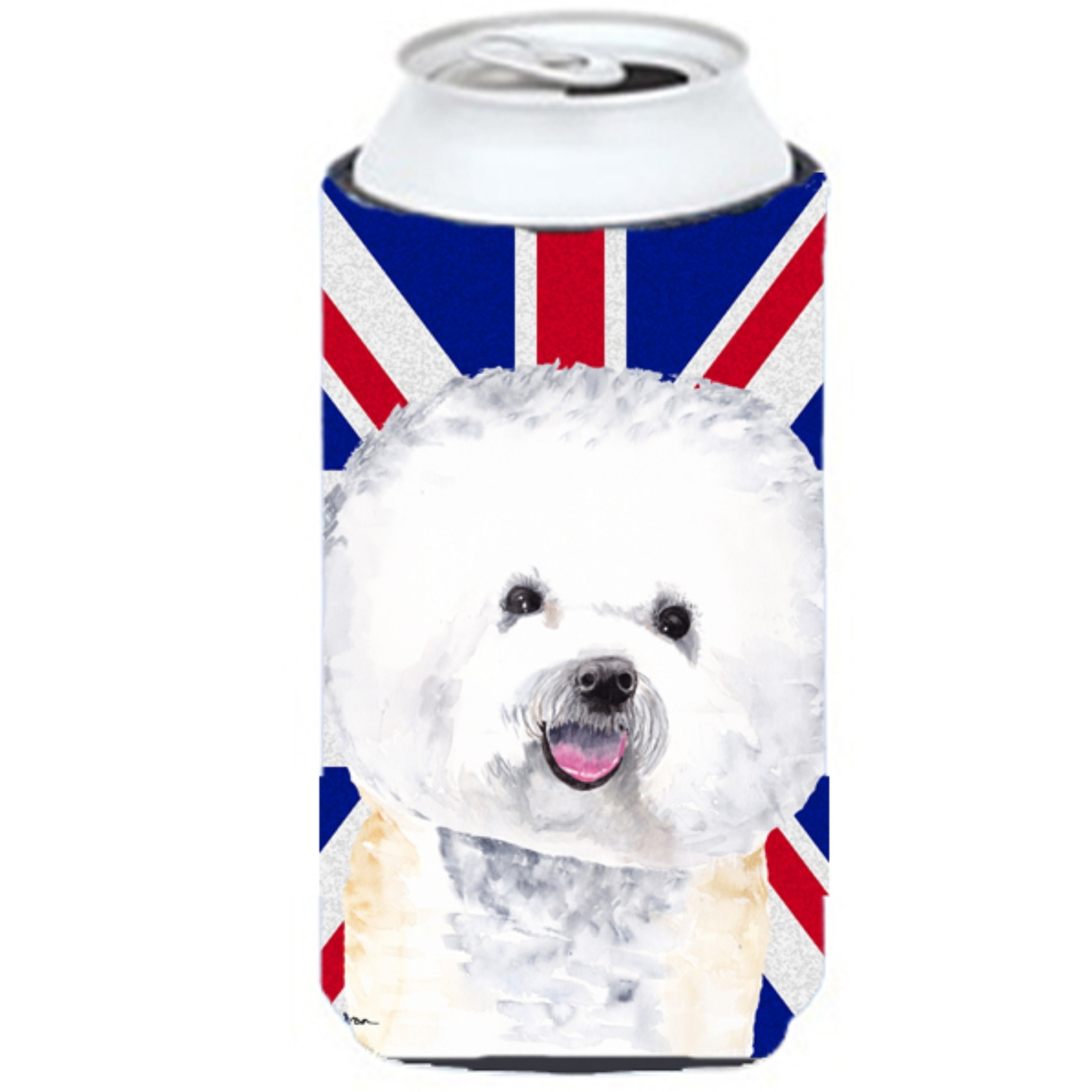 Bichon Frise with English Union Jack British Flag Tall Boy Beverage Insulator Hugger SC9818TBC