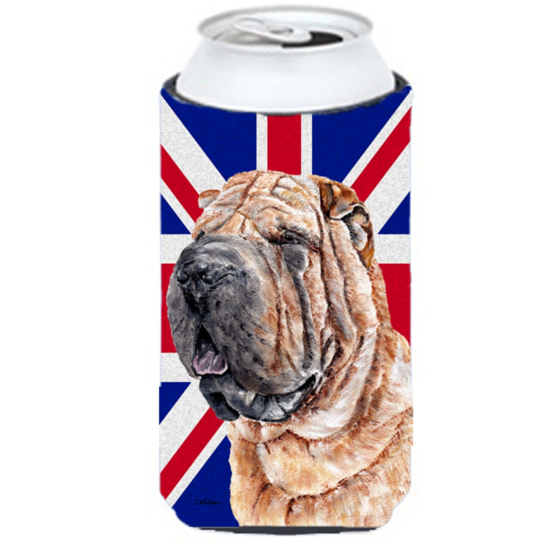 Shar Pei with English Union Jack British Flag Tall Boy Beverage Insulator Hugger SC9892TBC