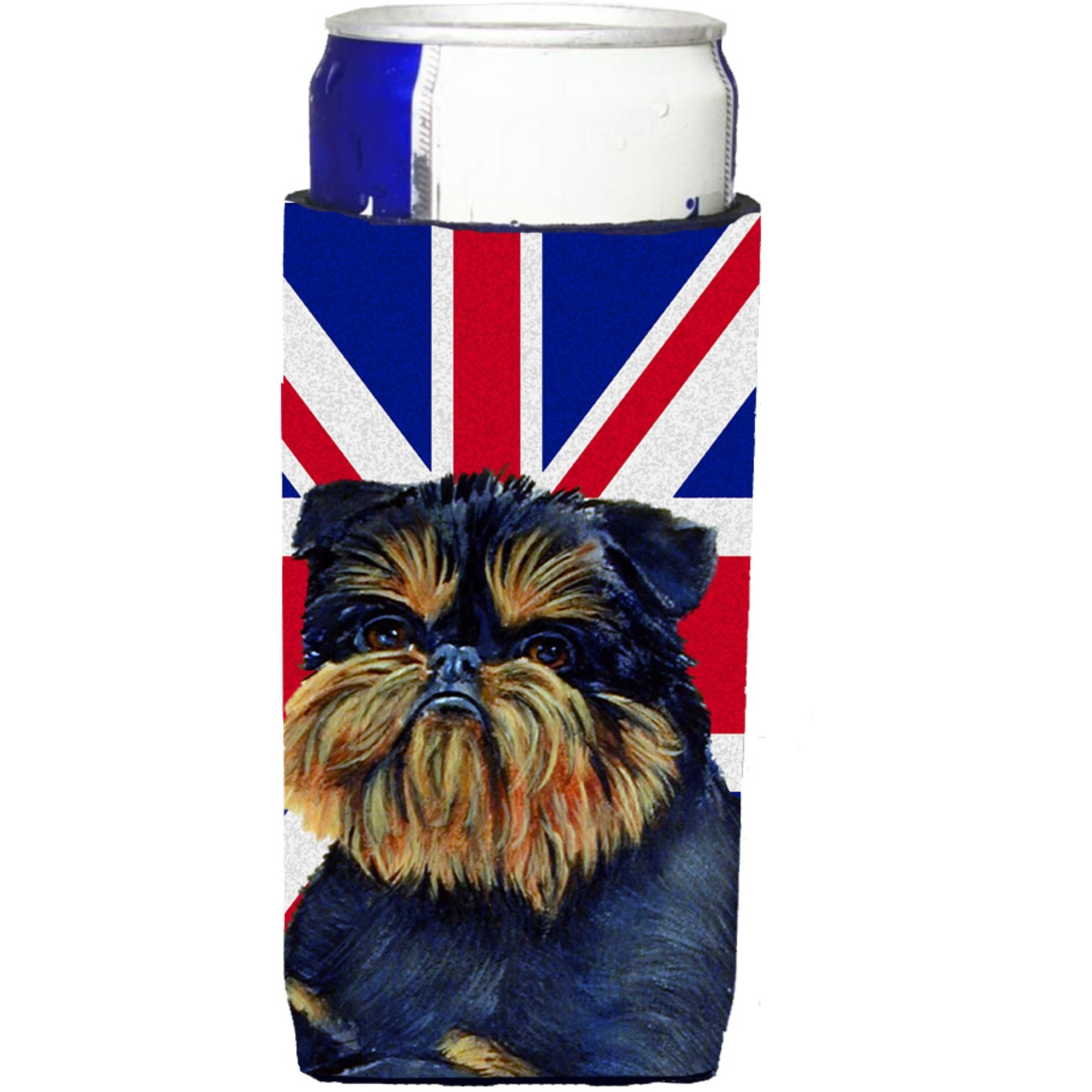 Brussels Griffon with English Union Jack British Flag Ultra Beverage Insulators for slim cans LH9505MUK