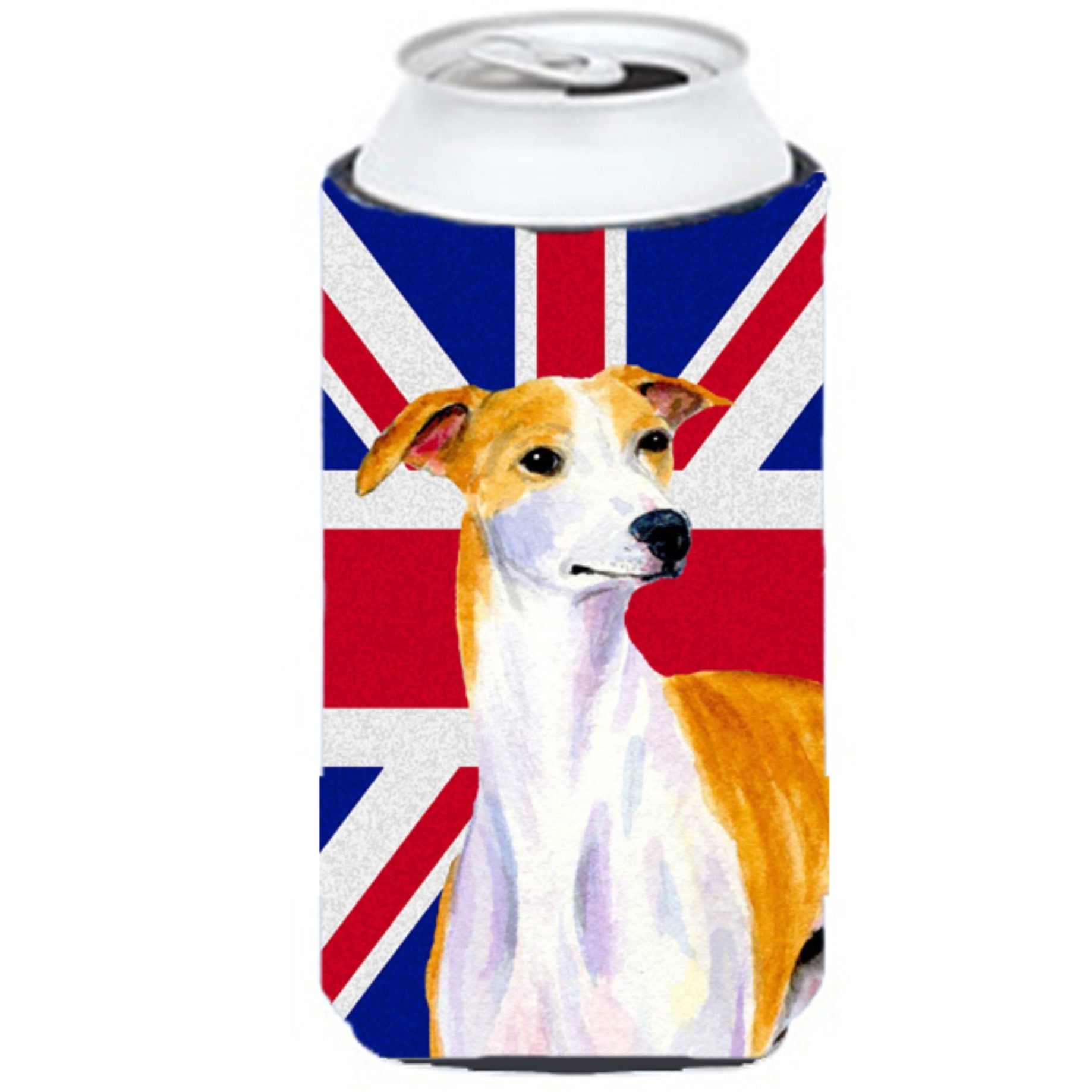 Whippet with English Union Jack British Flag Tall Boy Beverage Insulator Hugger LH9480TBC