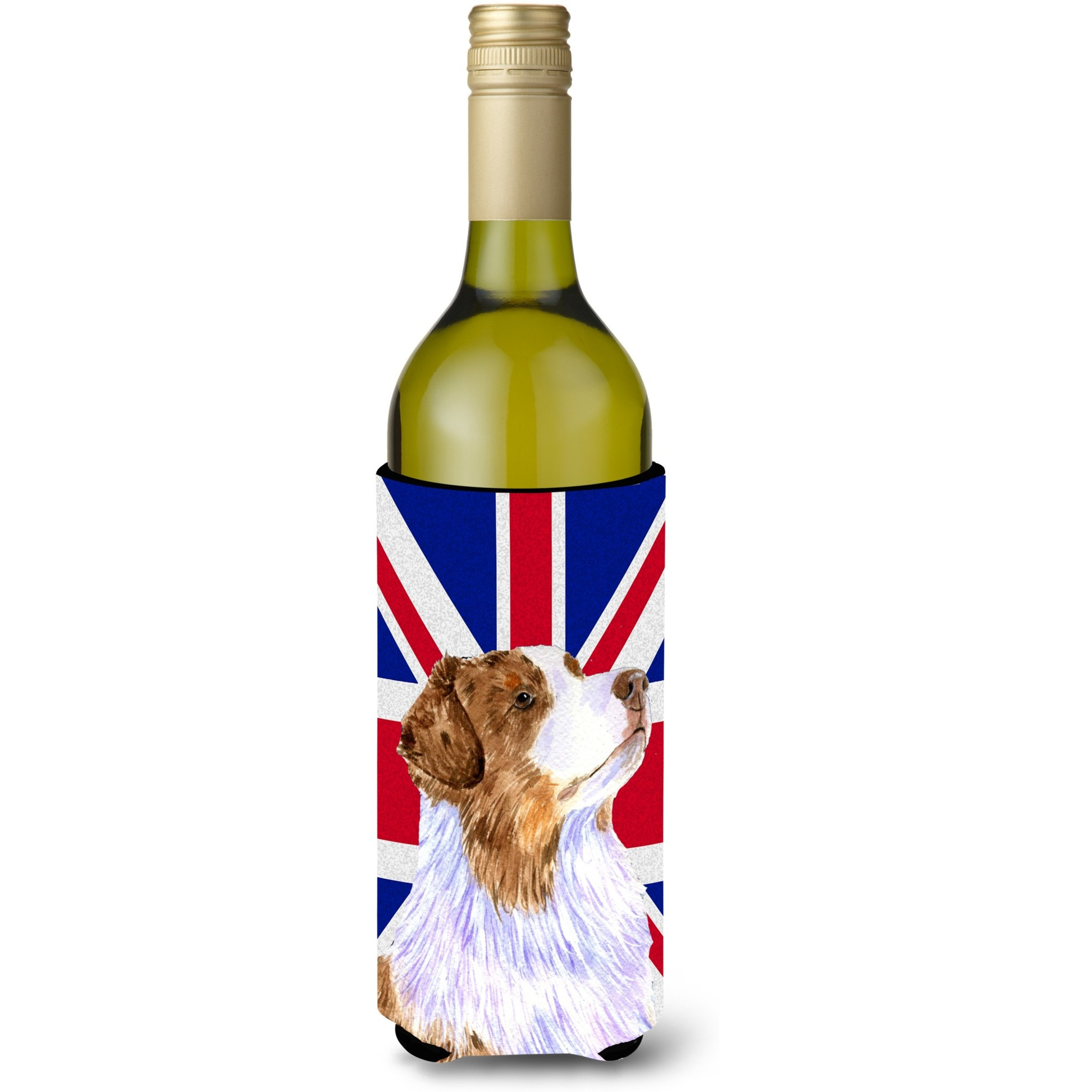Australian Shepherd with English Union Jack British Flag Wine Bottle Beverage Insulator Hugger LH9470LITERK