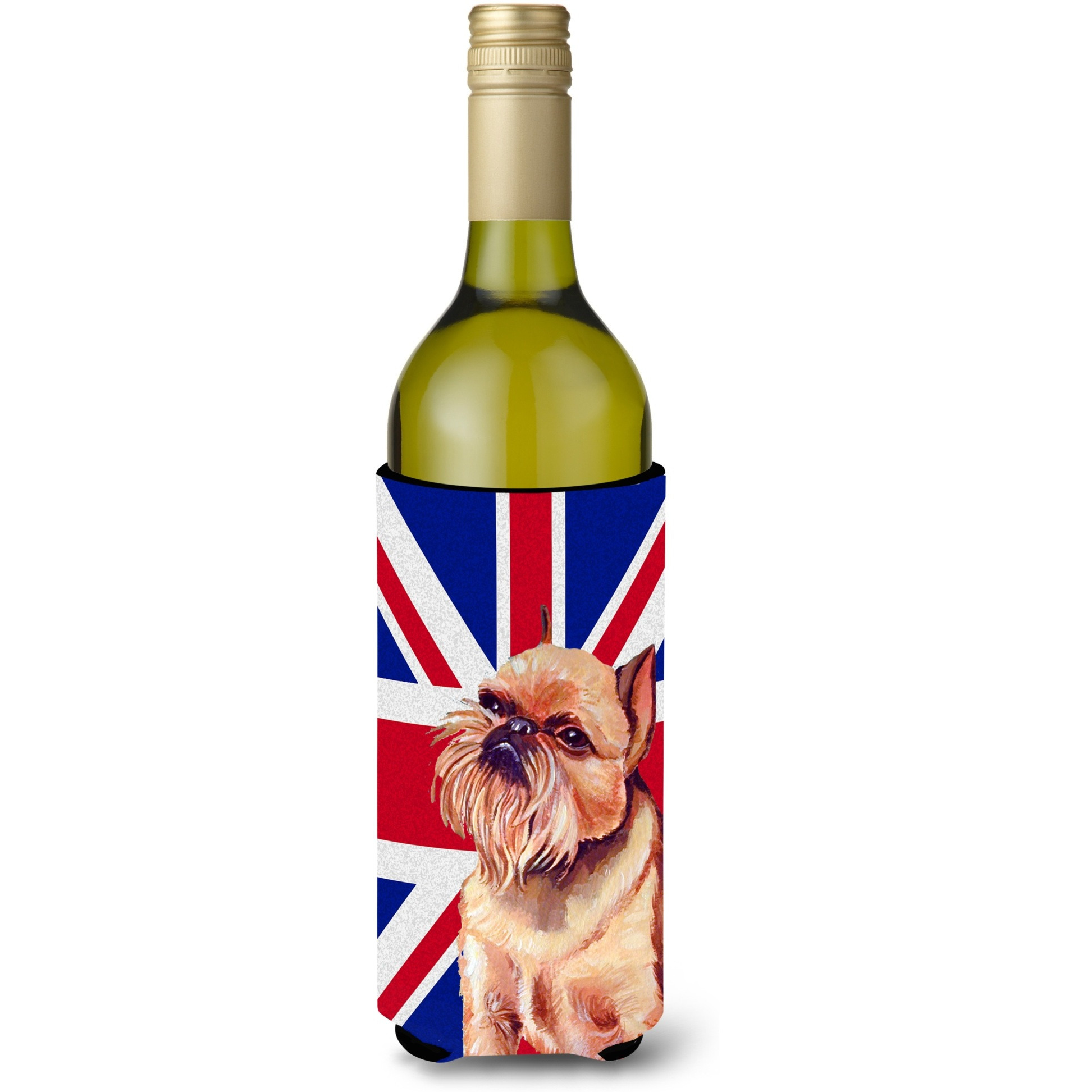 Brussels Griffon with English Union Jack British Flag Wine Bottle Beverage Insulator Hugger LH9466LITERK