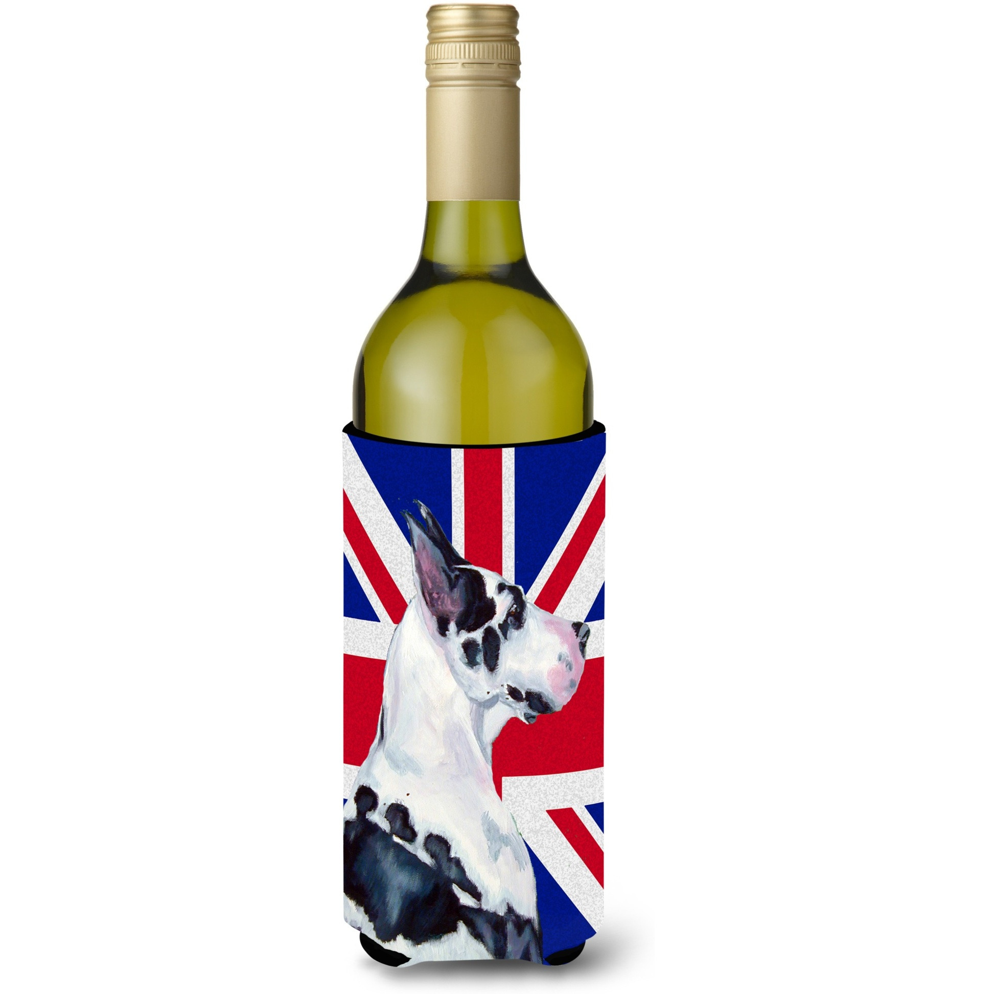 Great Dane with English Union Jack British Flag Wine Bottle Beverage Insulator Hugger LH9478LITERK