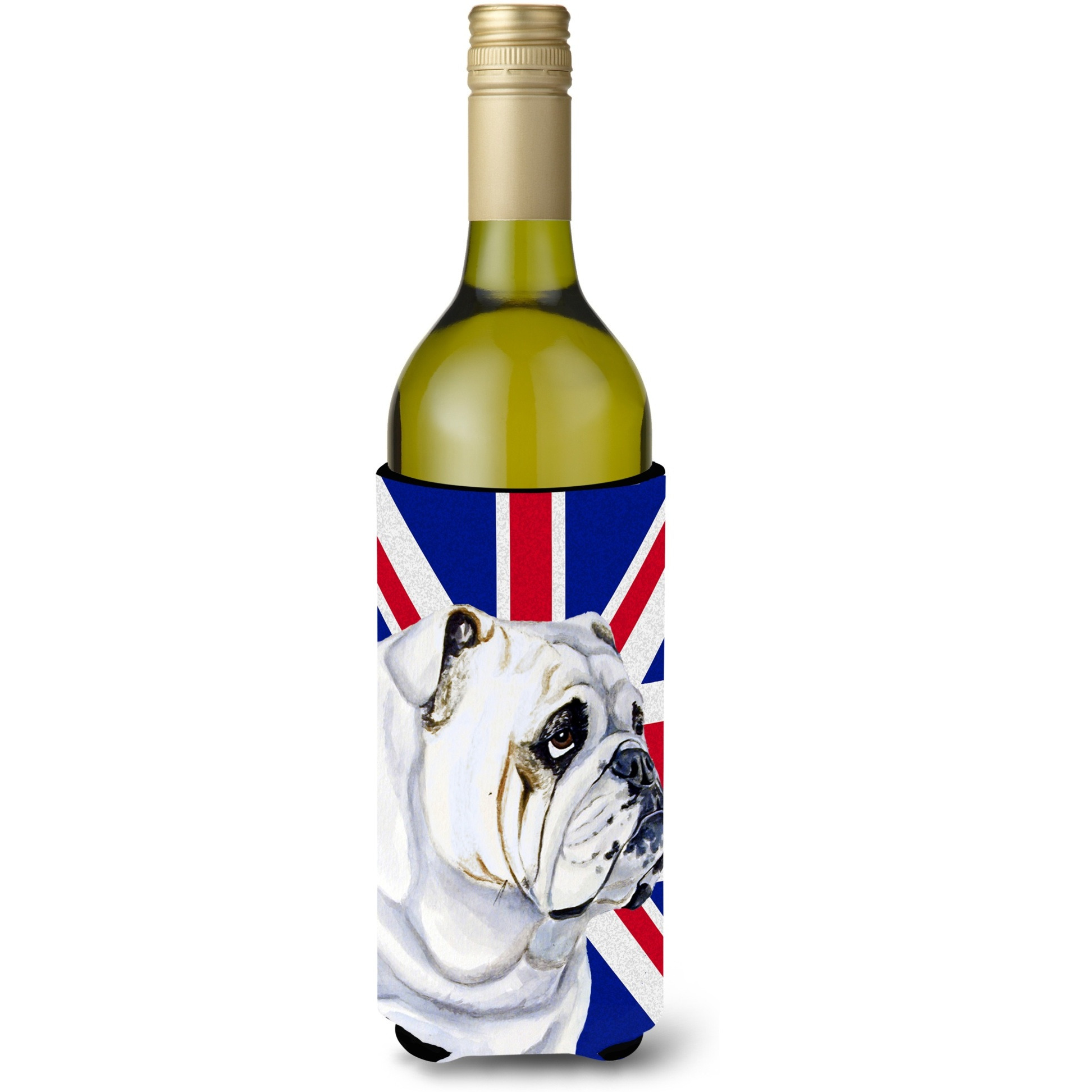 English Bulldog with English Union Jack British Flag Wine Bottle Beverage Insulator Hugger LH9471LITERK