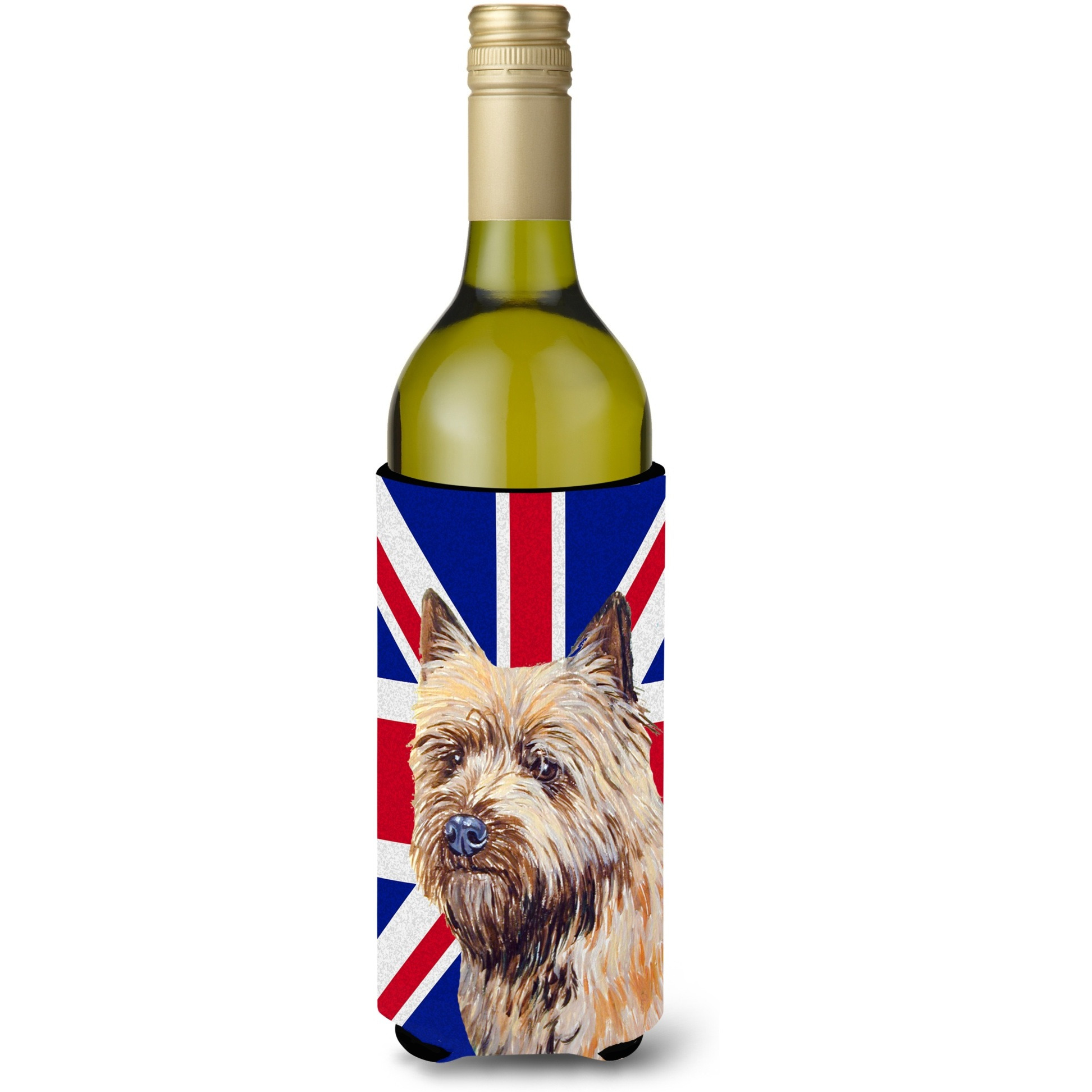 Cairn Terrier with English Union Jack British Flag Wine Bottle Beverage Insulator Hugger LH9472LITERK