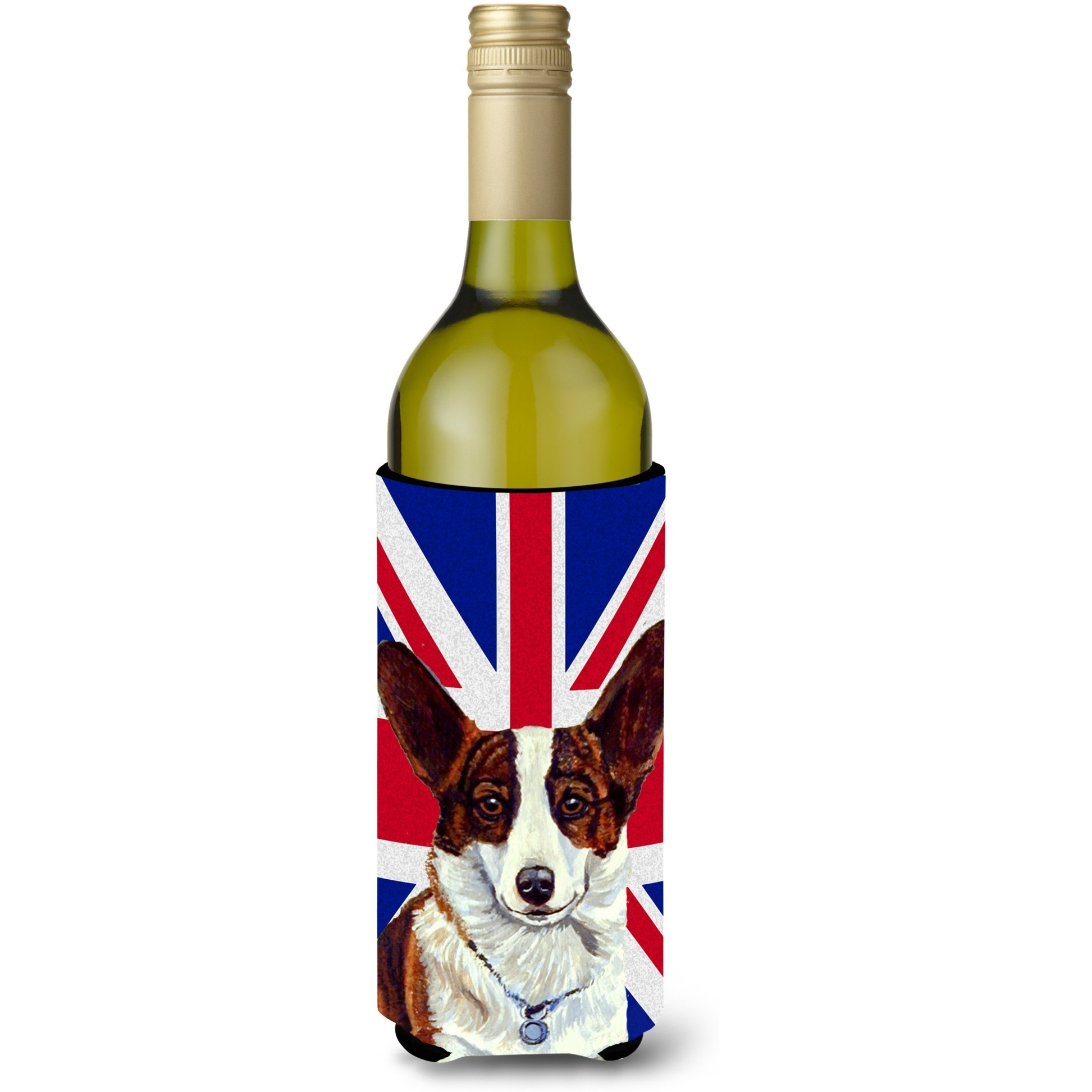 Corgi with English Union Jack British Flag Wine Bottle Beverage Insulator Hugger LH9485LITERK