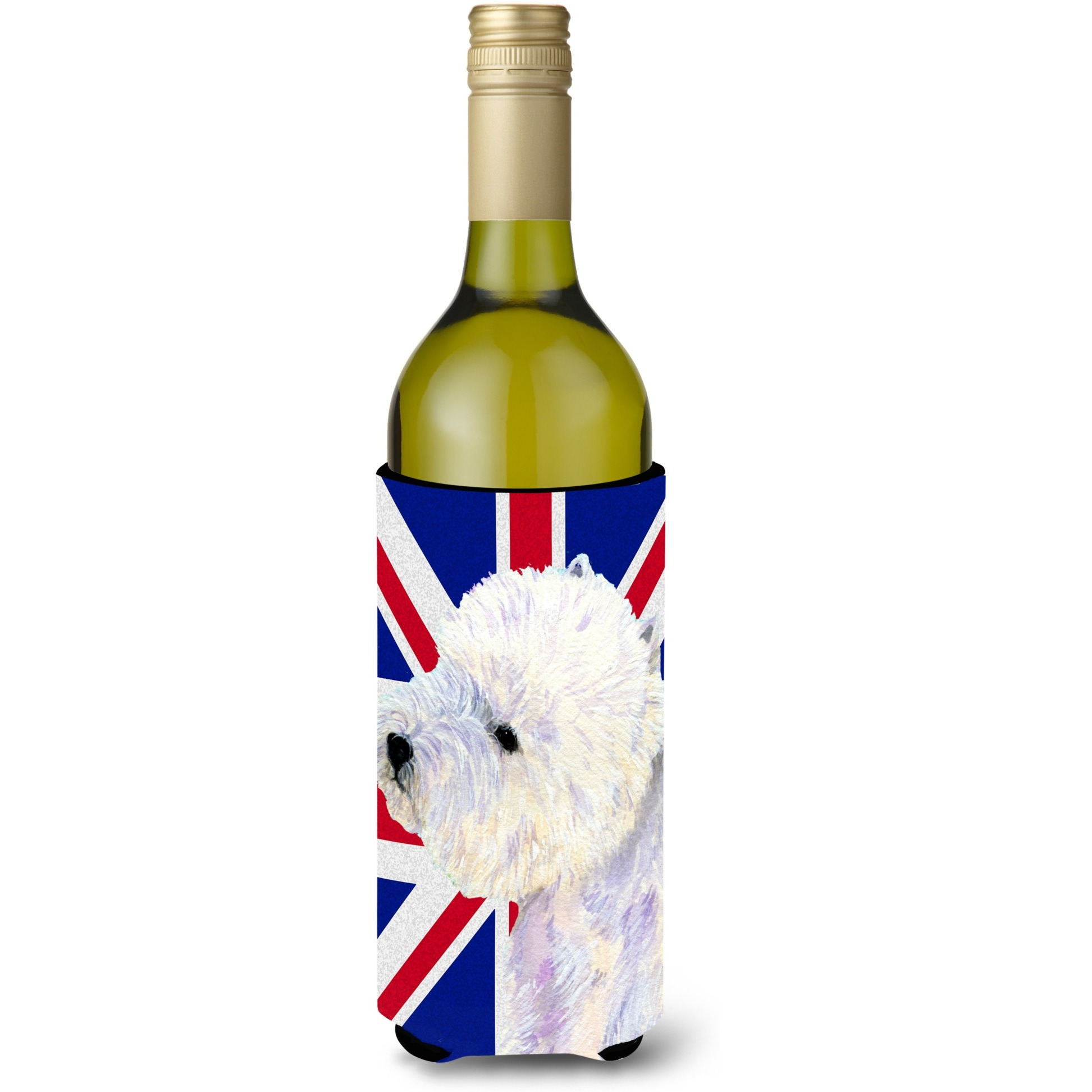 Westie with English Union Jack British Flag Wine Bottle Beverage Insulator Hugger LH9467LITERK