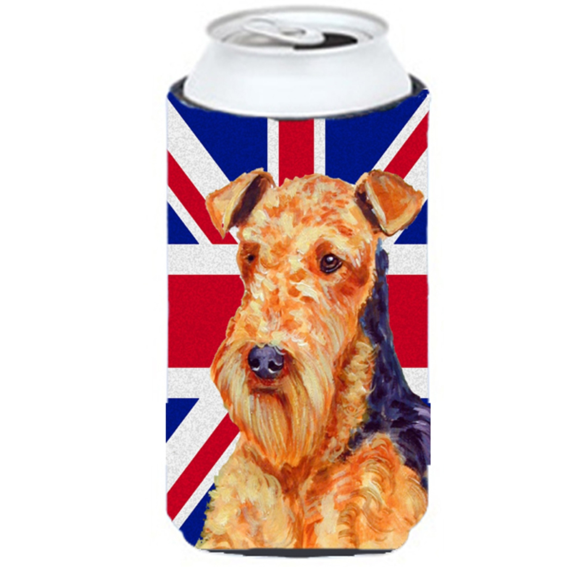 Airedale with English Union Jack British Flag Tall Boy Beverage Insulator Hugger LH9488TBC