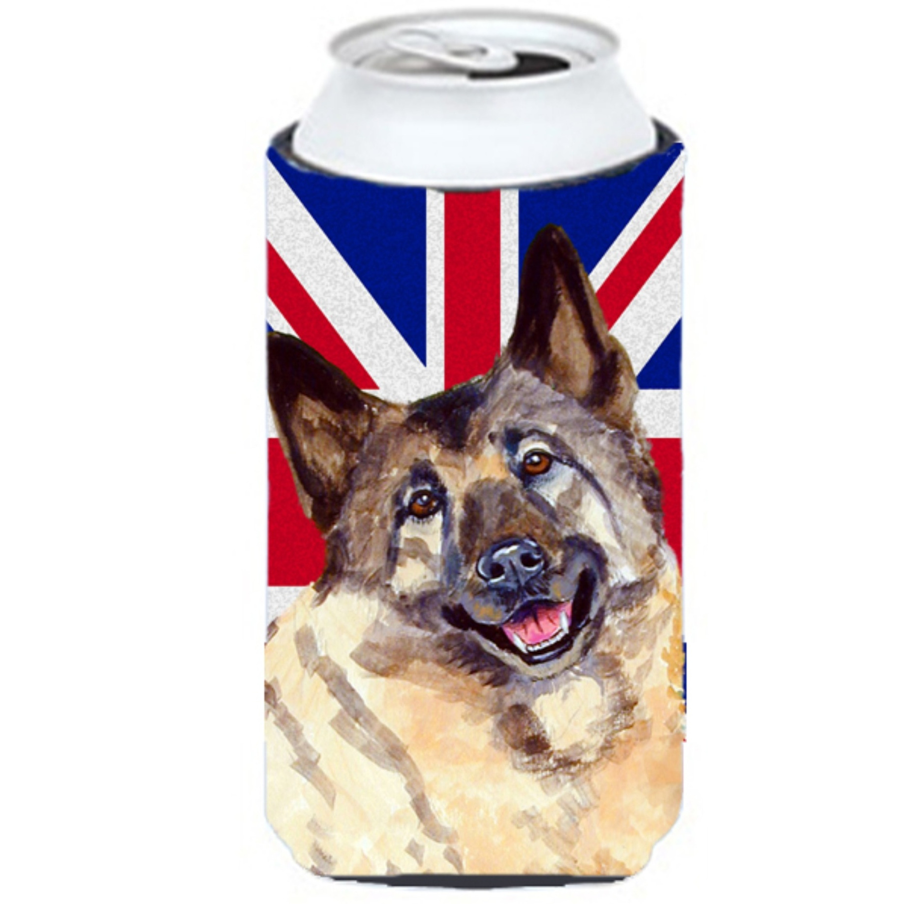 Norwegian Elkhound with English Union Jack British Flag Tall Boy Beverage Insulator Hugger LH9495TBC