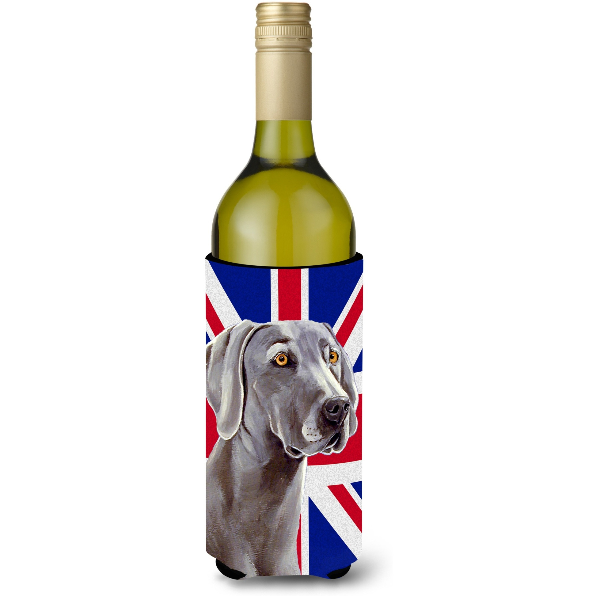 Weimaraner with English Union Jack British Flag Wine Bottle Beverage Insulator Hugger LH9493LITERK