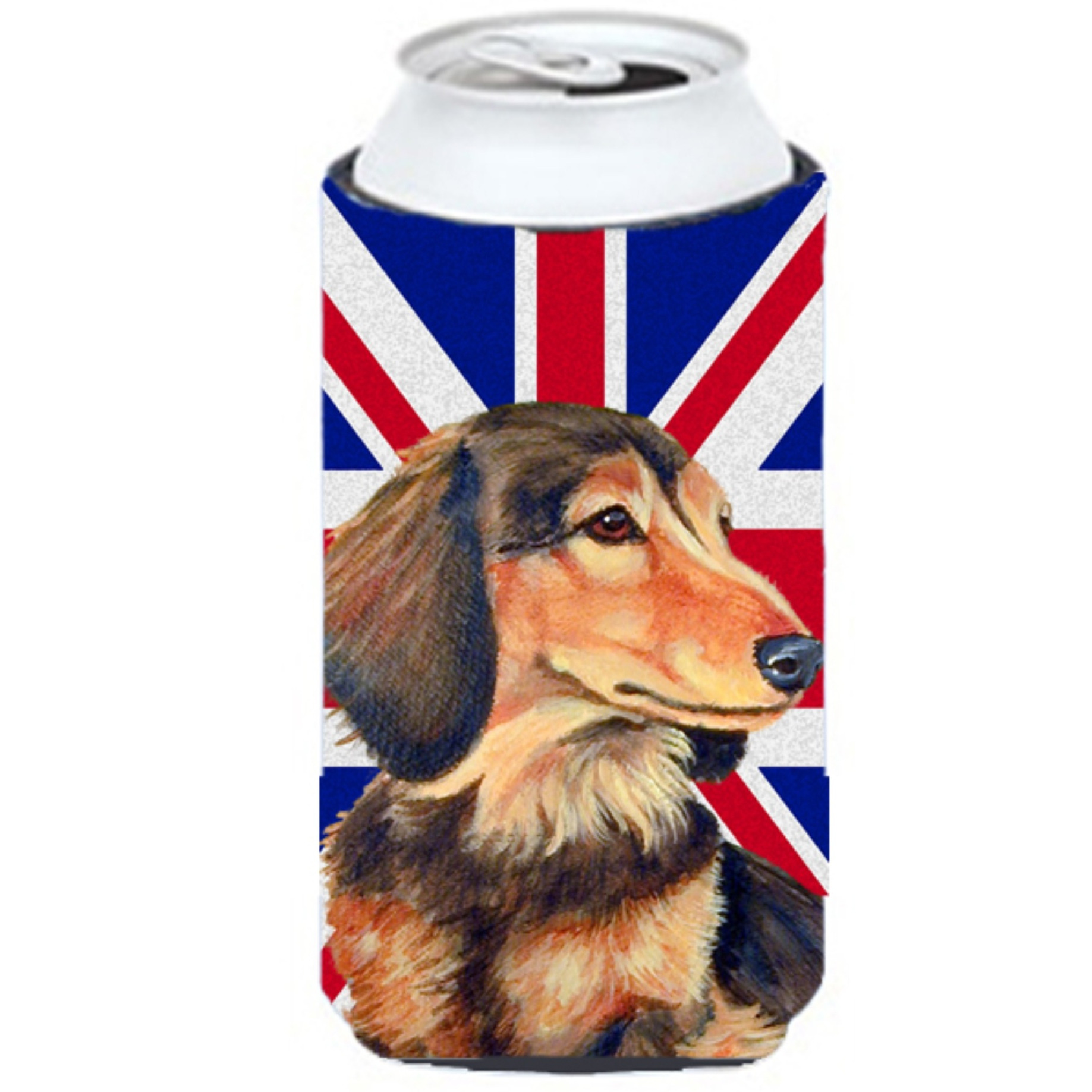 Dachshund with English Union Jack British Flag Tall Boy Beverage Insulator Hugger LH9502TBC