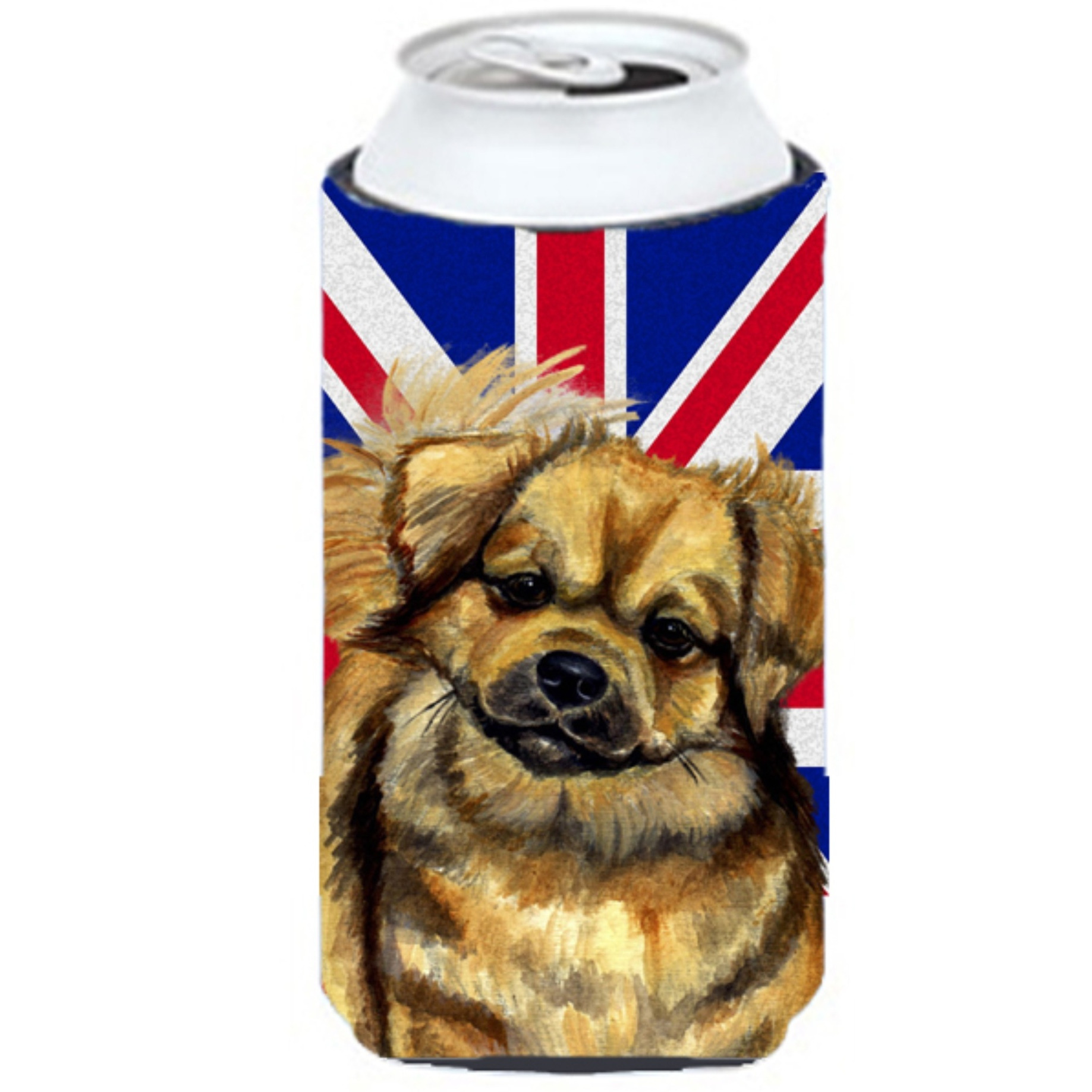 Tibetan Spaniel with English Union Jack British Flag Tall Boy Beverage Insulator Hugger LH9499TBC