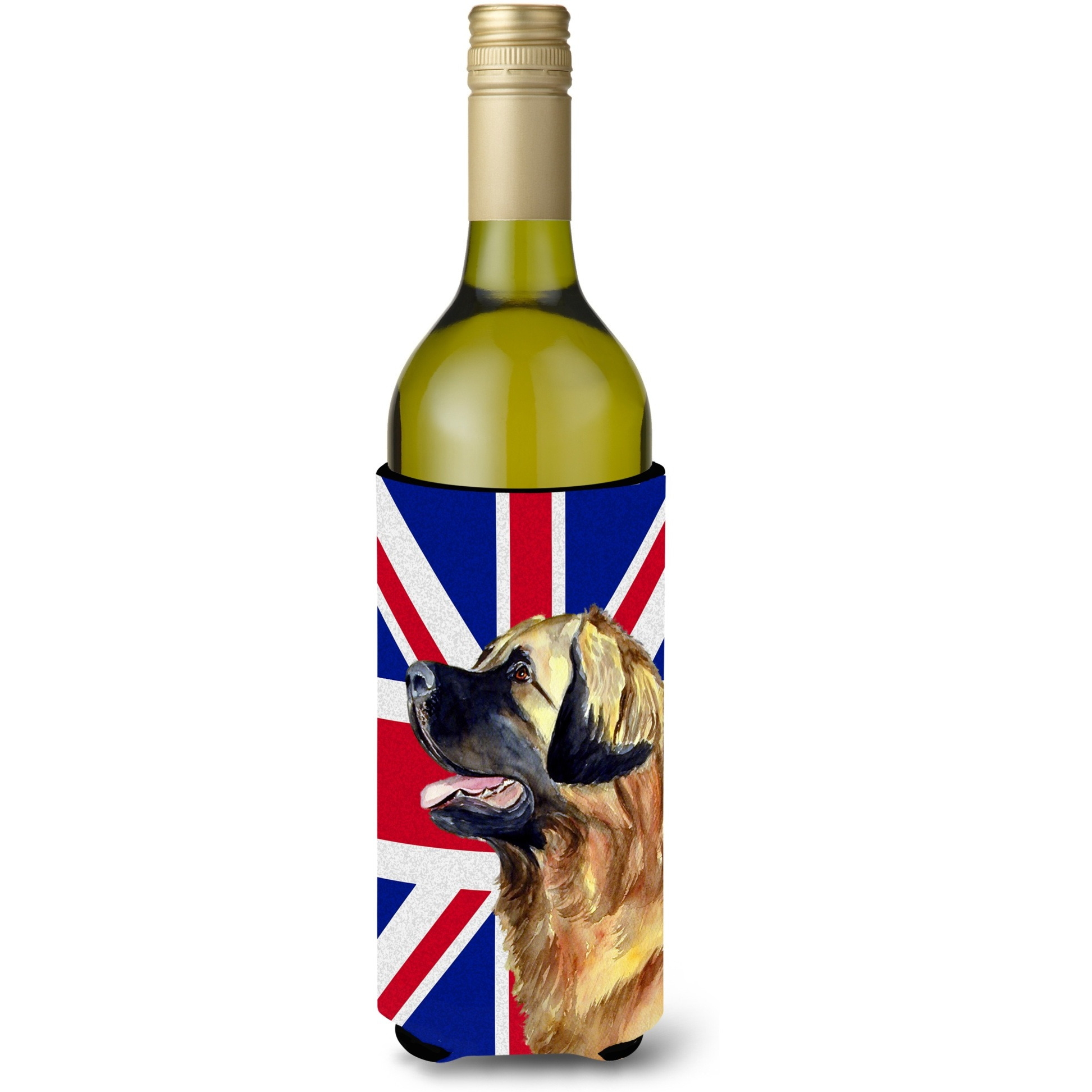 Leonberger with English Union Jack British Flag Wine Bottle Beverage Insulator Hugger LH9500LITERK