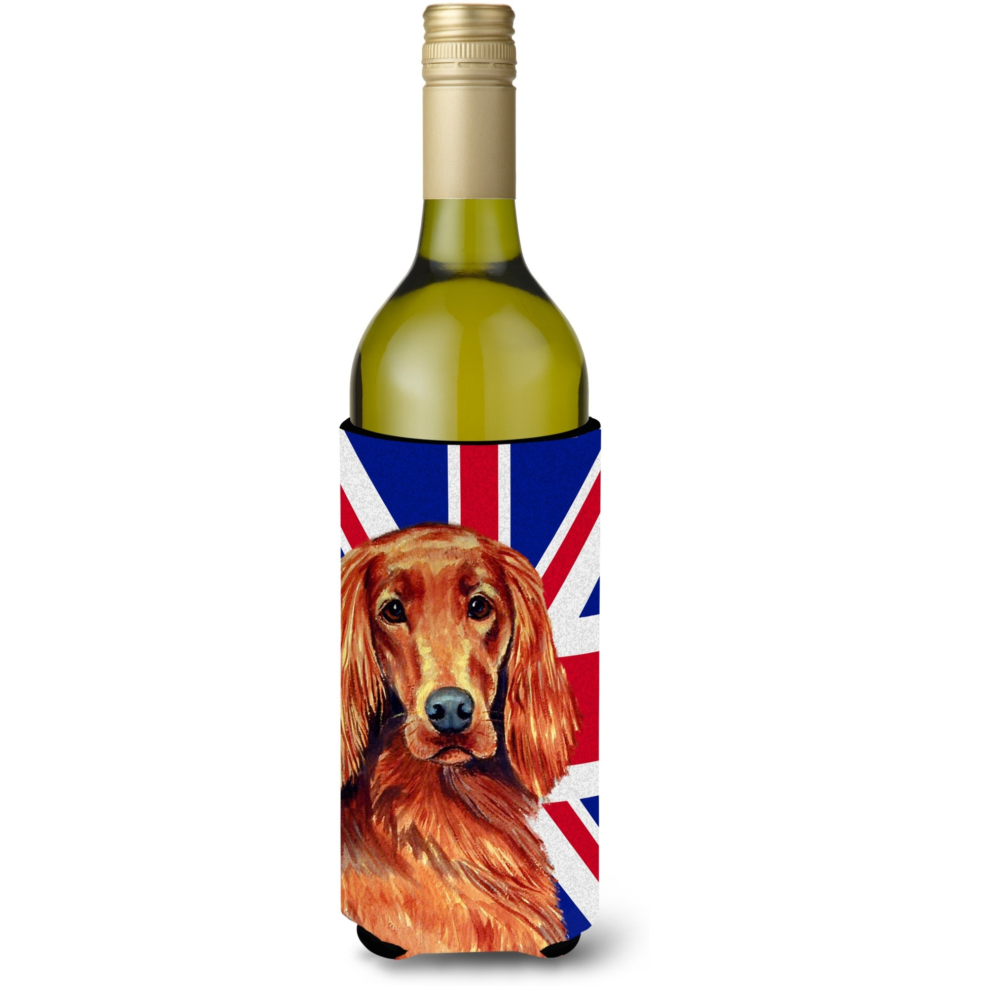 Irish Setter with English Union Jack British Flag Wine Bottle Beverage Insulator Hugger LH9504LITERK