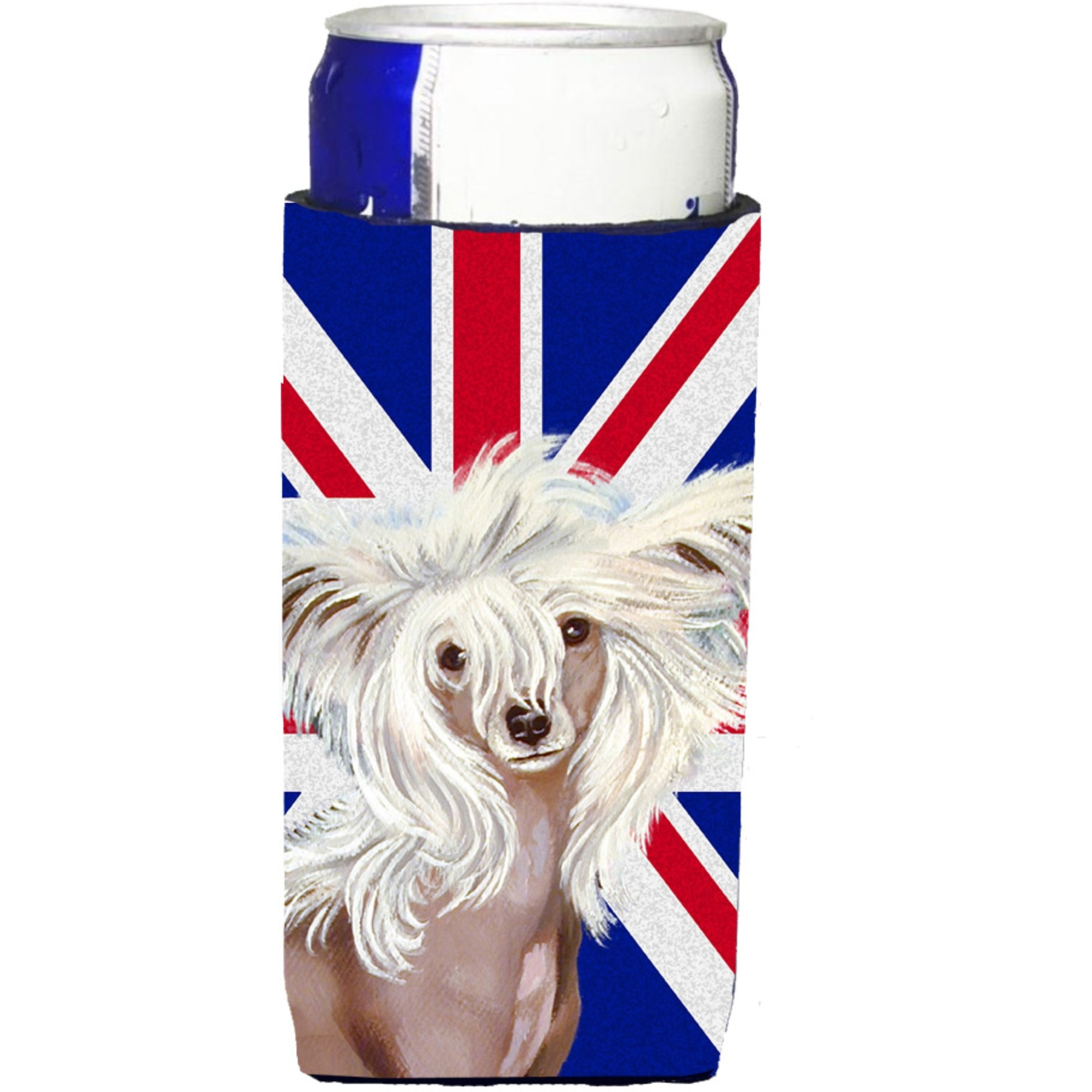 Chinese Crested with English Union Jack British Flag Ultra Beverage Insulators for slim cans LH9501MUK