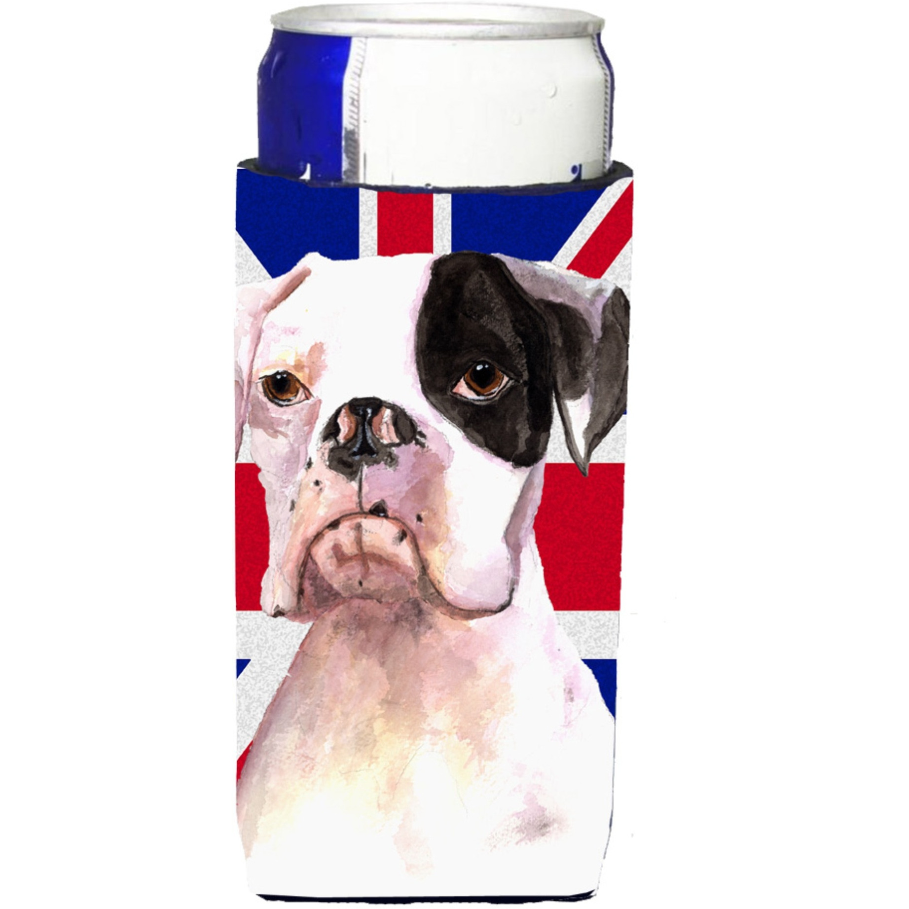 Boxer Cooper with English Union Jack British Flag Ultra Beverage Insulators for slim cans RDR3030MUK