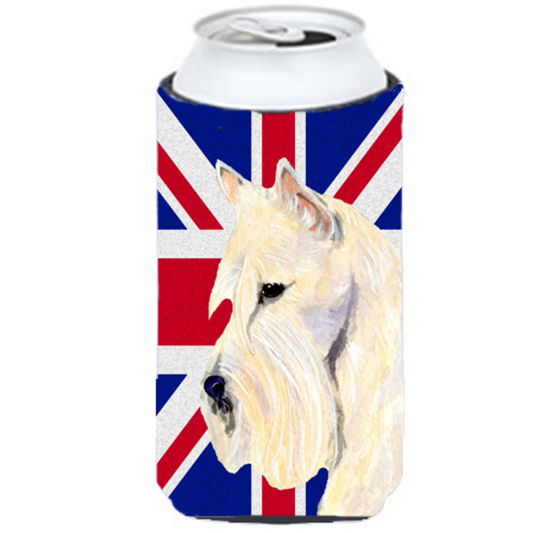 Scottish Terrier Wheaten with English Union Jack British Flag Tall Boy Beverage Insulator Hugger SS4972TBC