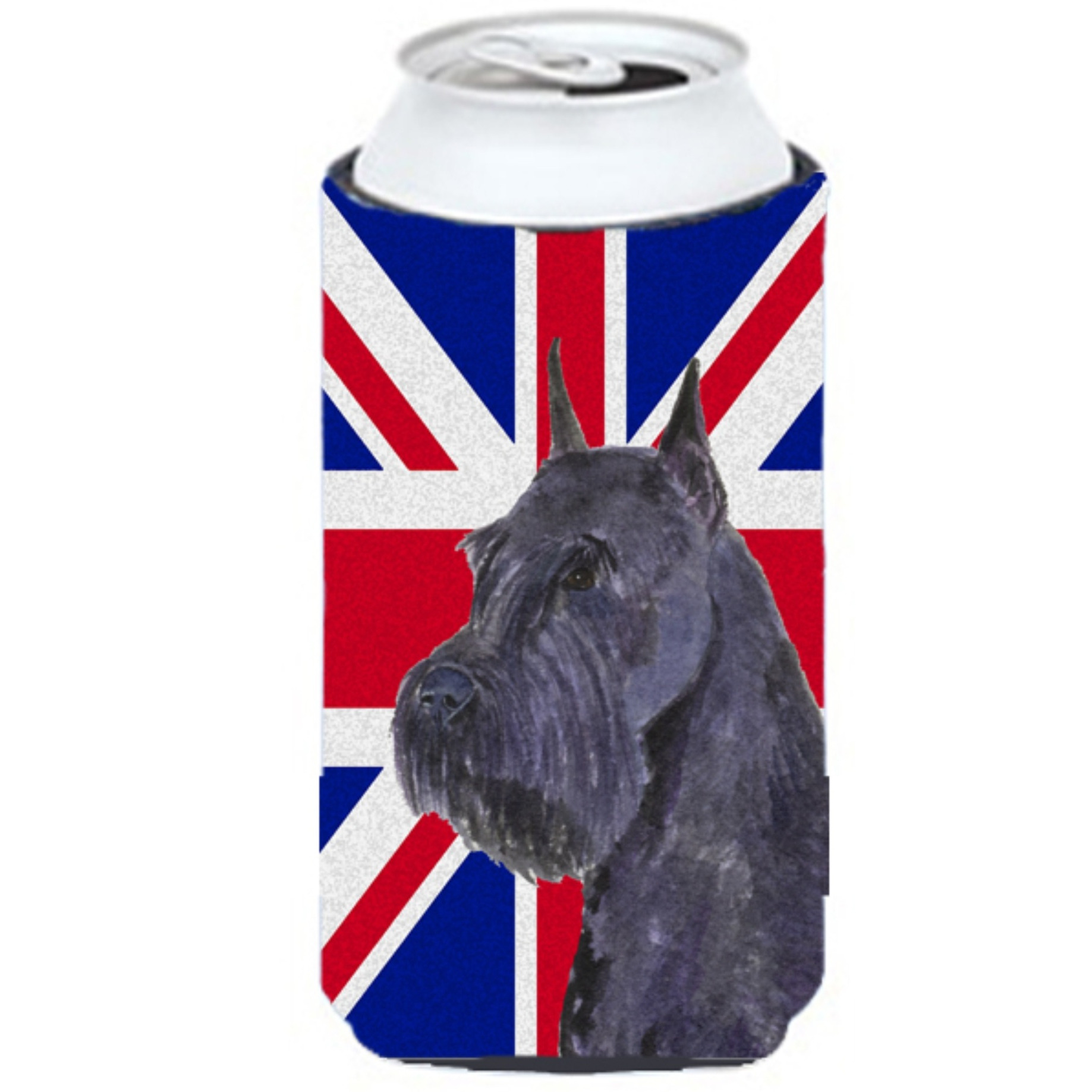 Schnauzer with English Union Jack British Flag Tall Boy Beverage Insulator Hugger SS4965TBC