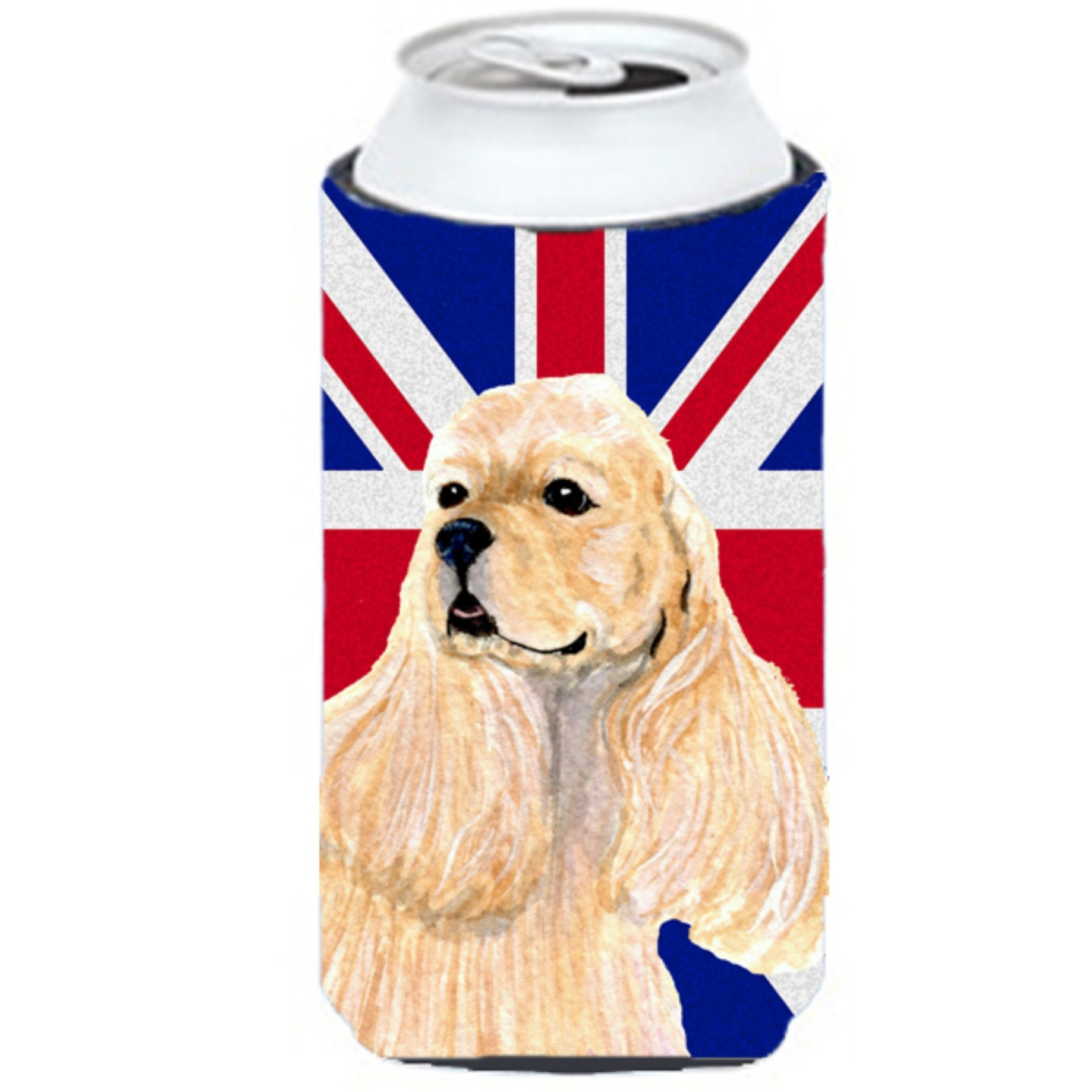 Cocker Spaniel Buff with English Union Jack British Flag Tall Boy Beverage Insulator Hugger SS4964TBC