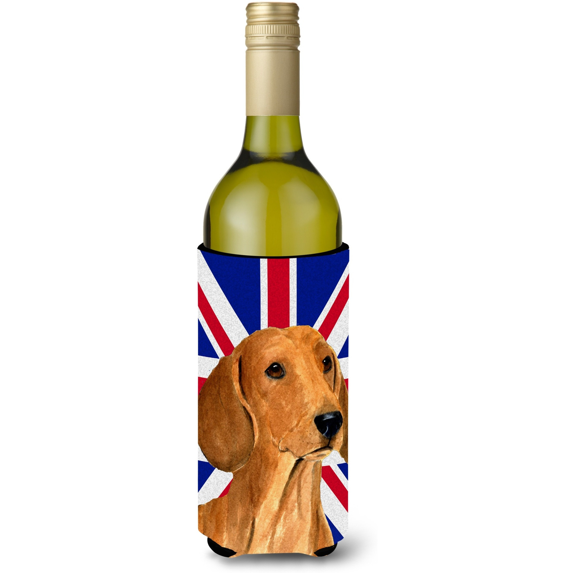 Dachshund with English Union Jack British Flag Wine Bottle Beverage Insulator Hugger SS4929LITERK