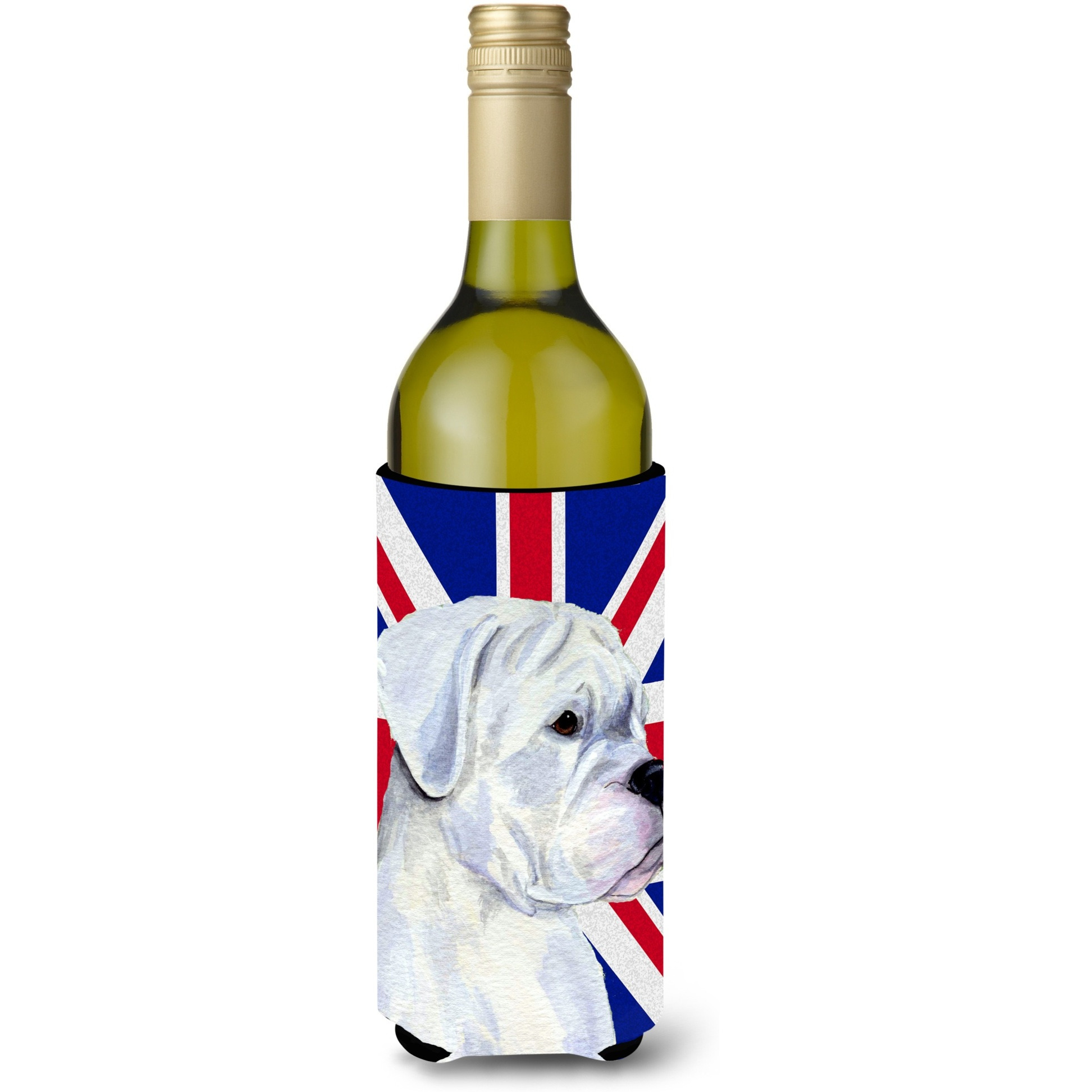 Boxer with English Union Jack British Flag Wine Bottle Beverage Insulator Hugger SS4951LITERK
