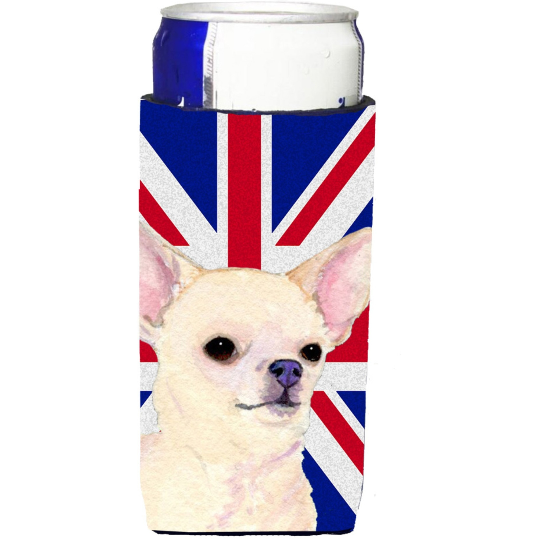 Chihuahua with English Union Jack British Flag Ultra Beverage Insulators for slim cans SS4914MUK