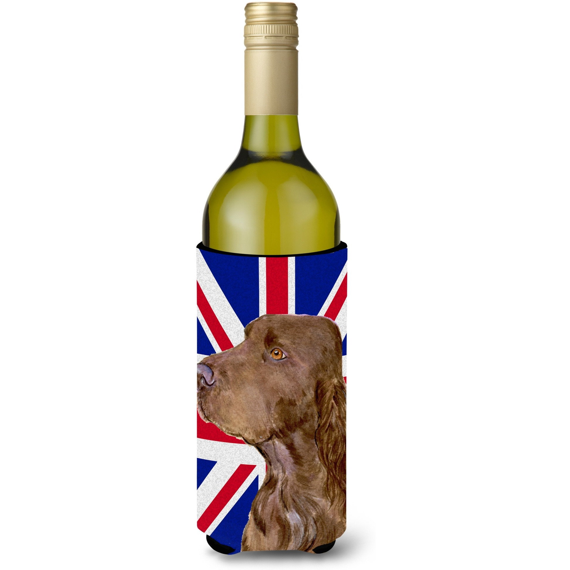 Field Spaniel with English Union Jack British Flag Wine Bottle Beverage Insulator Hugger SS4967LITERK