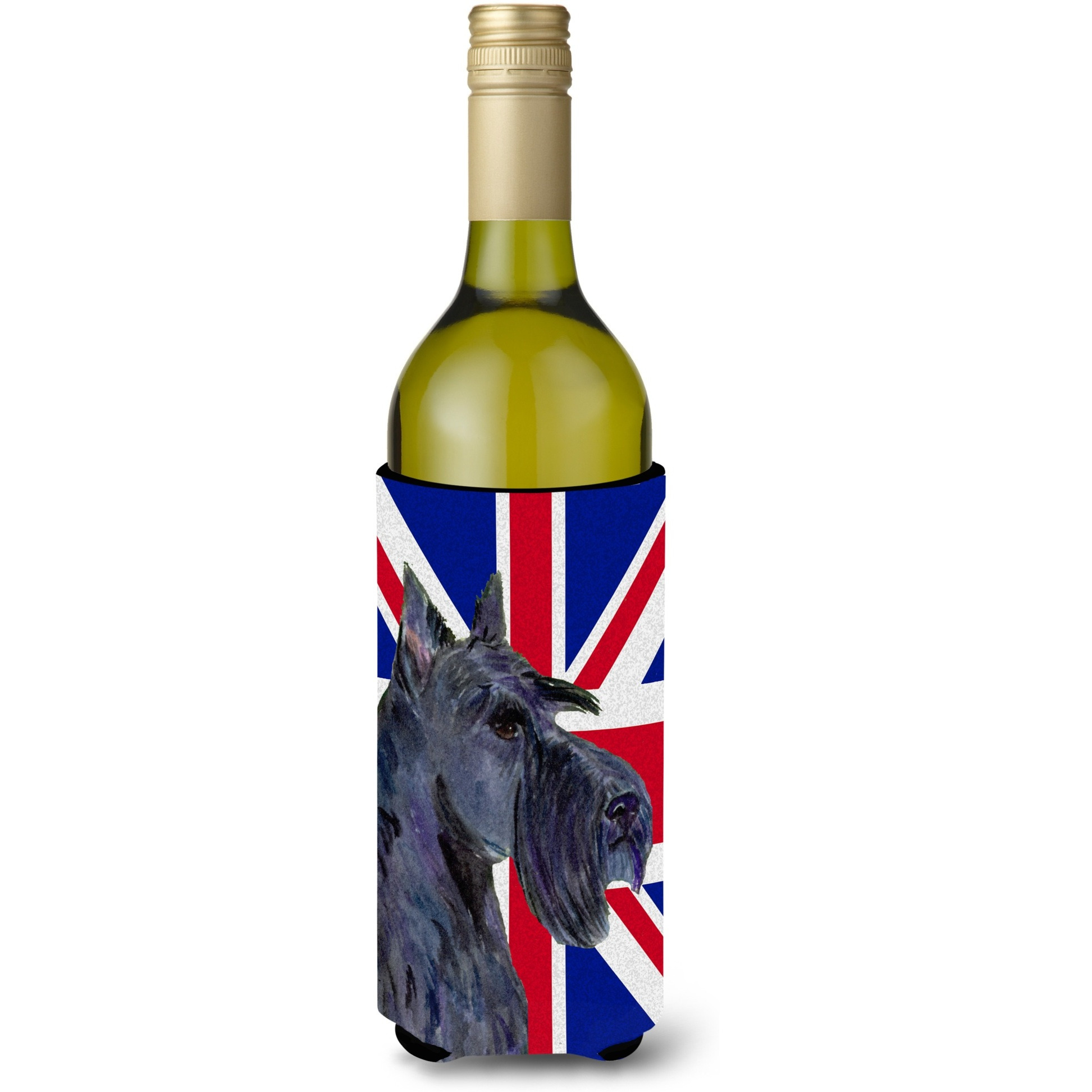 Scottish Terrier with English Union Jack British Flag Wine Bottle Beverage Insulator Hugger SS4971LITERK