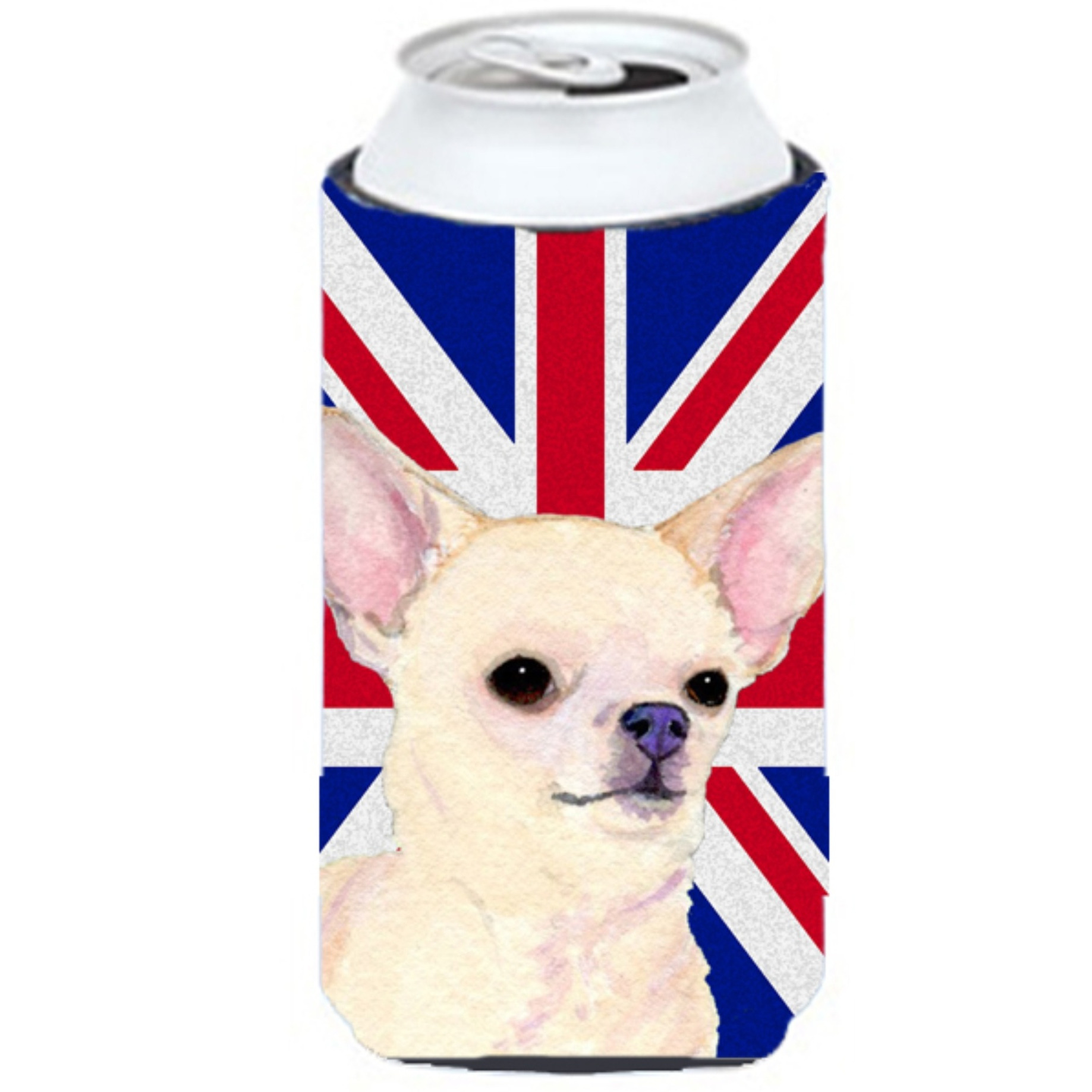 Chihuahua with English Union Jack British Flag Tall Boy Beverage Insulator Hugger SS4914TBC