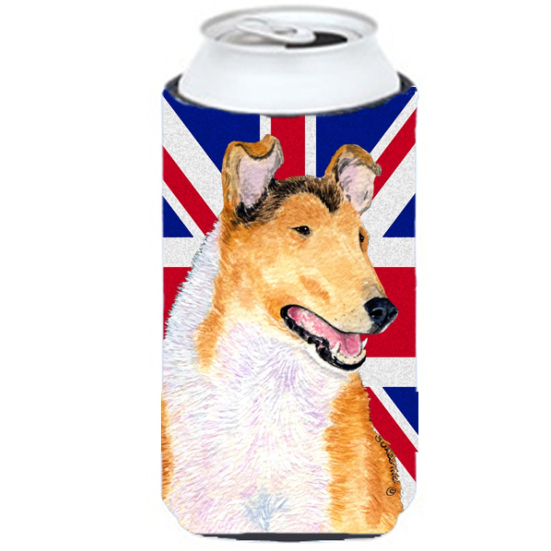 Collie Smooth with English Union Jack British Flag Tall Boy Beverage Insulator Hugger SS4912TBC