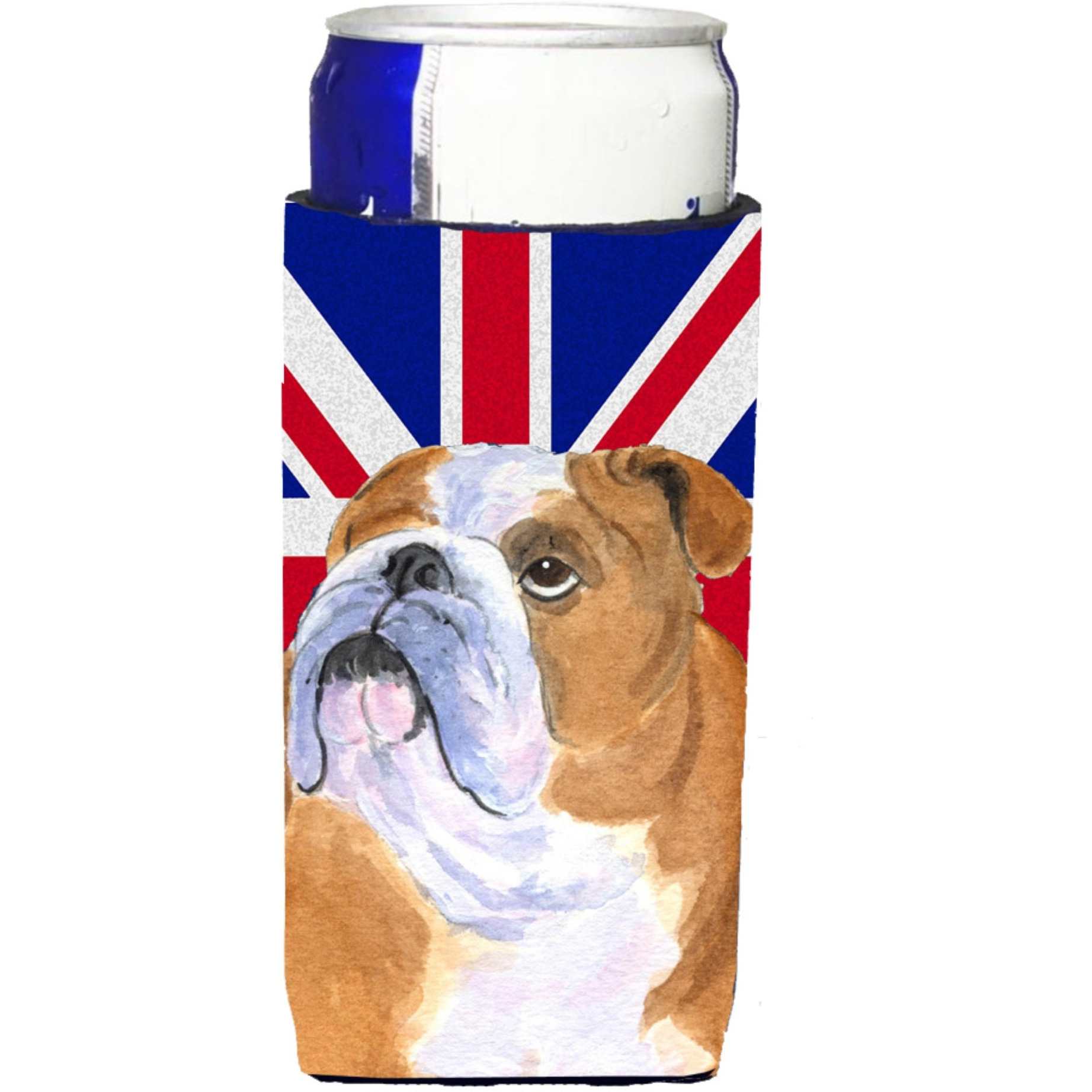 English Bulldog with English Union Jack British Flag Ultra Beverage Insulators for slim cans SS4933MUK