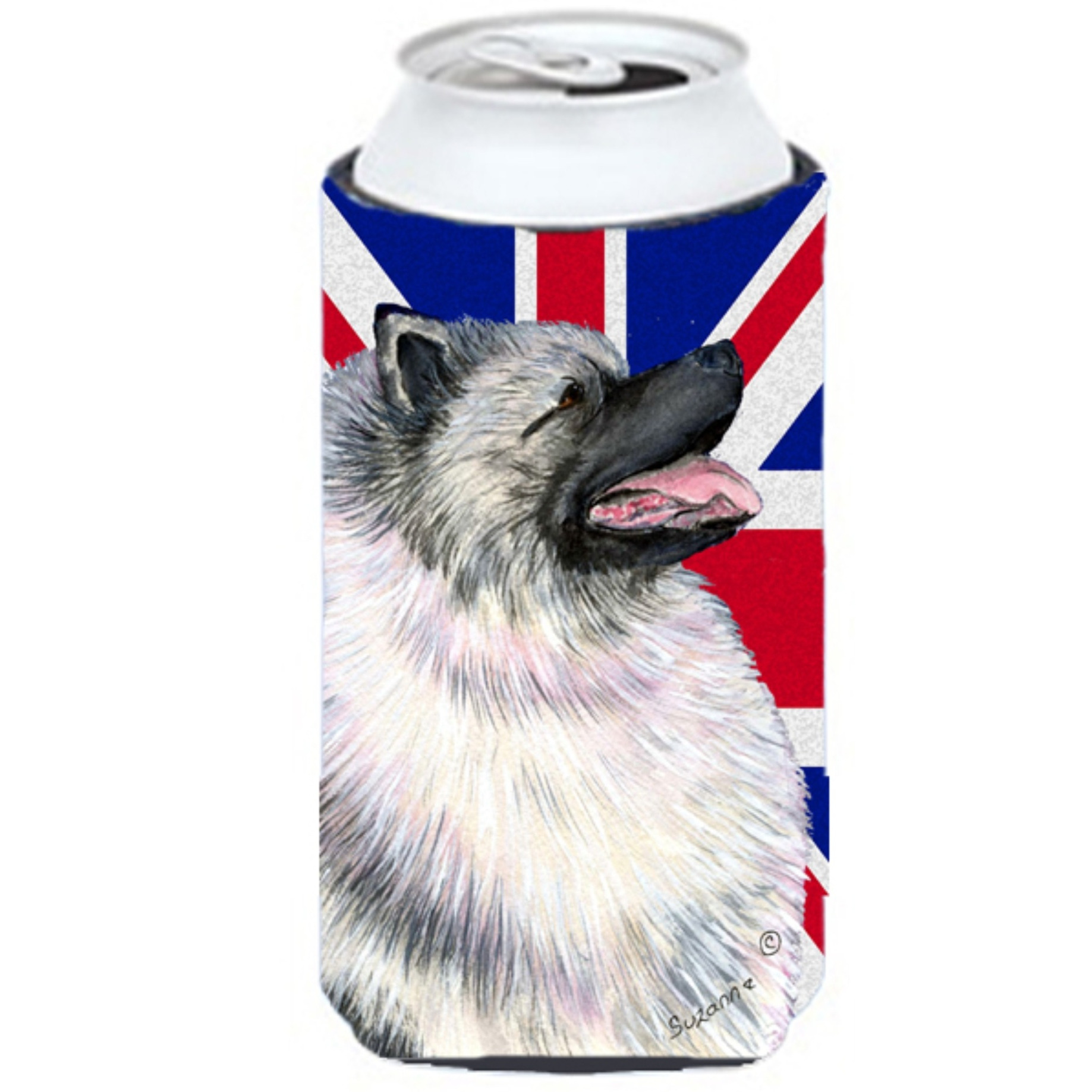 Keeshond with English Union Jack British Flag Tall Boy Beverage Insulator Hugger SS4930TBC
