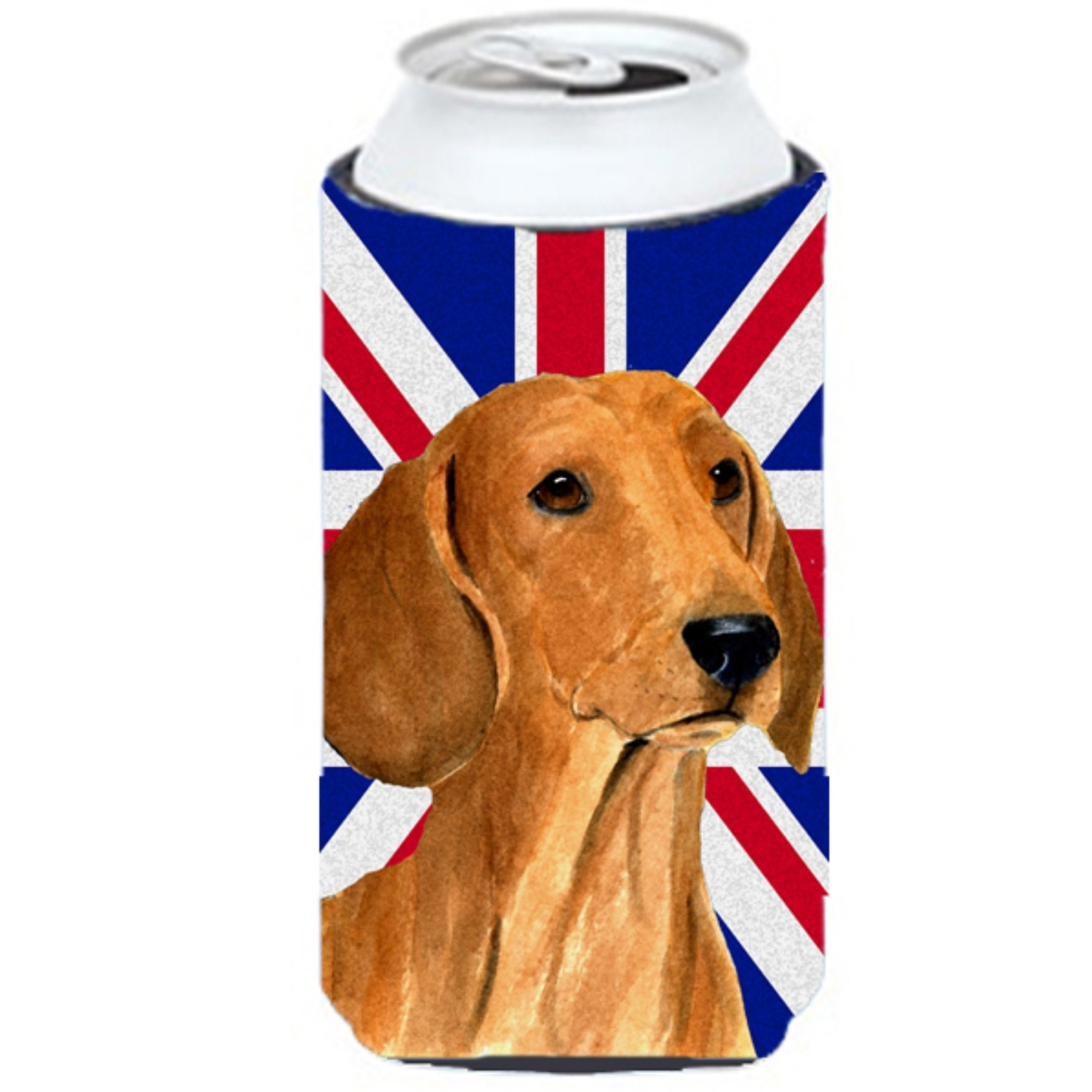 Dachshund with English Union Jack British Flag Tall Boy Beverage Insulator Hugger SS4929TBC