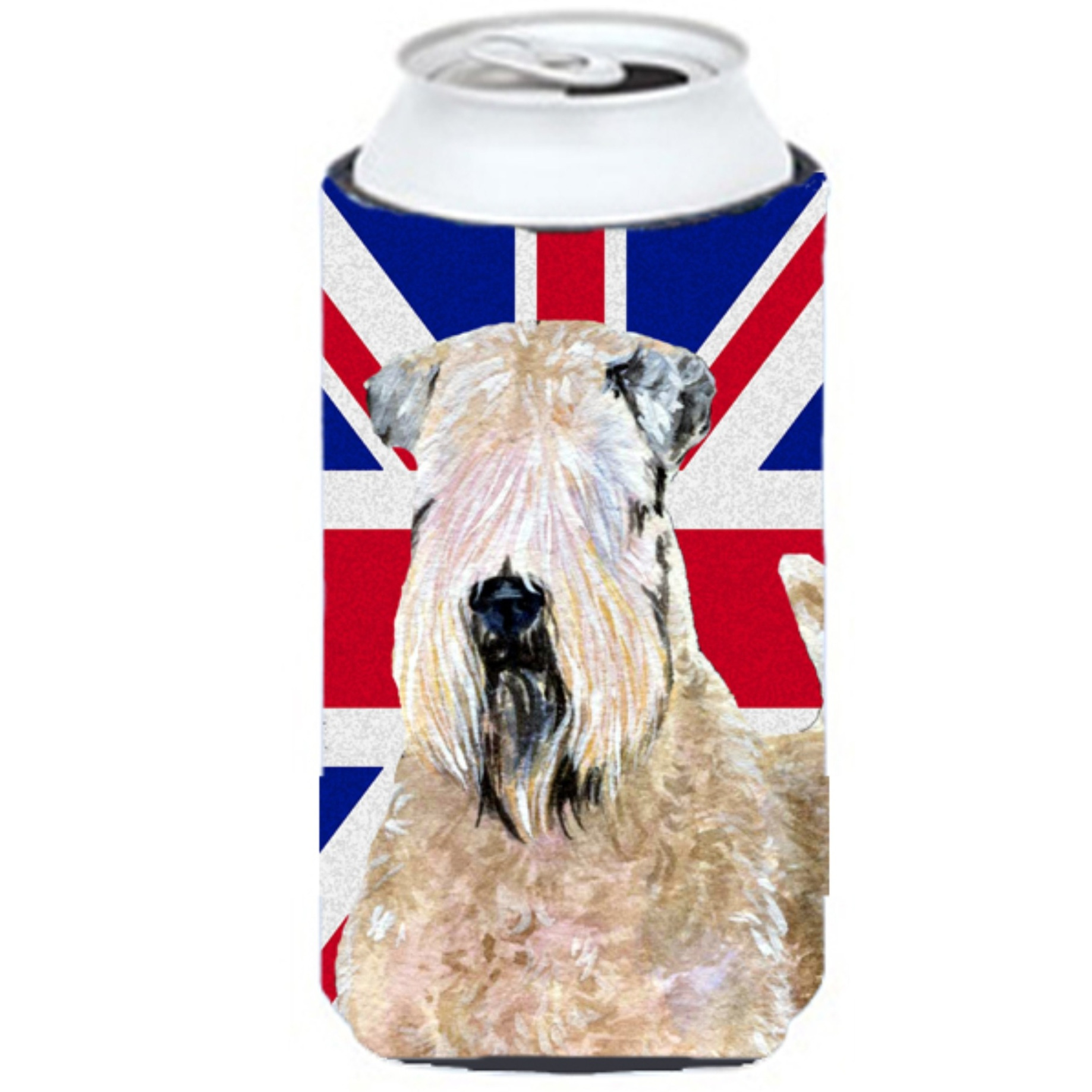 Wheaten Terrier Soft Coated with English Union Jack British Flag Tall Boy Beverage Insulator Hugger SS4935TBC