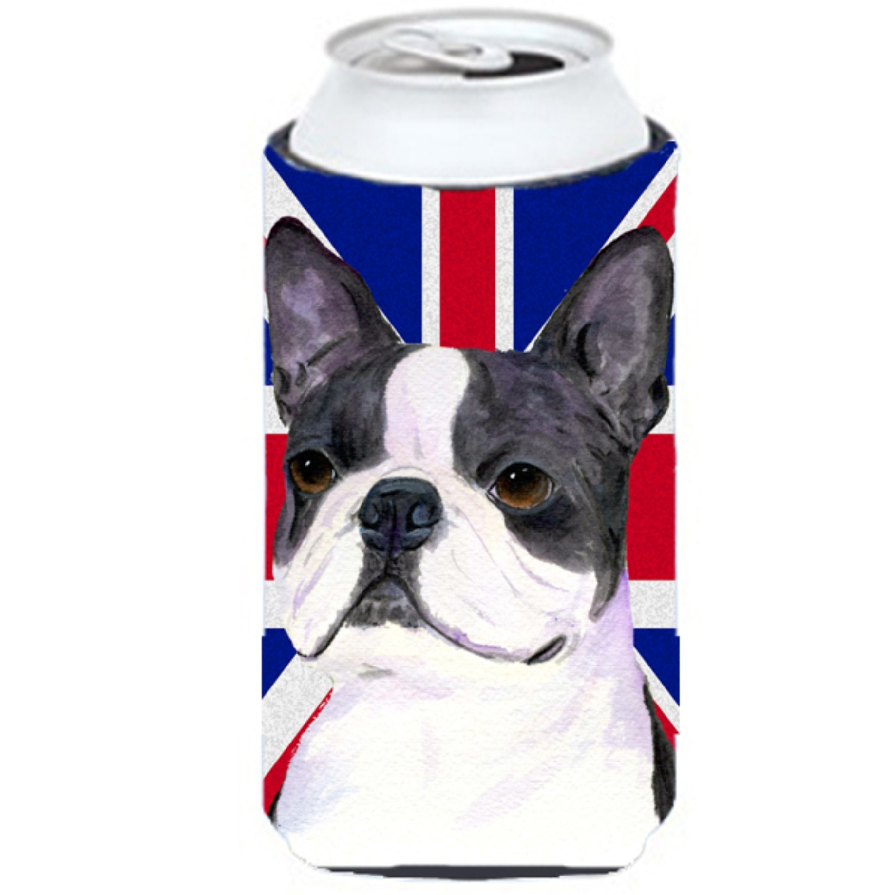 Boston Terrier with English Union Jack British Flag Tall Boy Beverage Insulator Hugger SS4958TBC