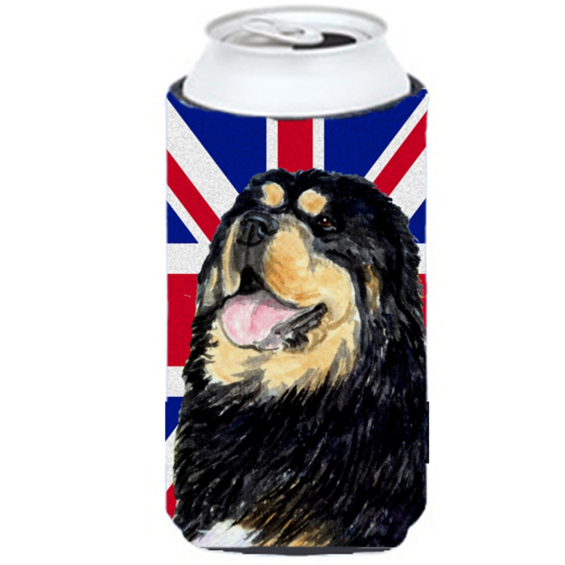 Tibetan Spaniel with English Union Jack British Flag Tall Boy Beverage Insulator Hugger SS4954TBC