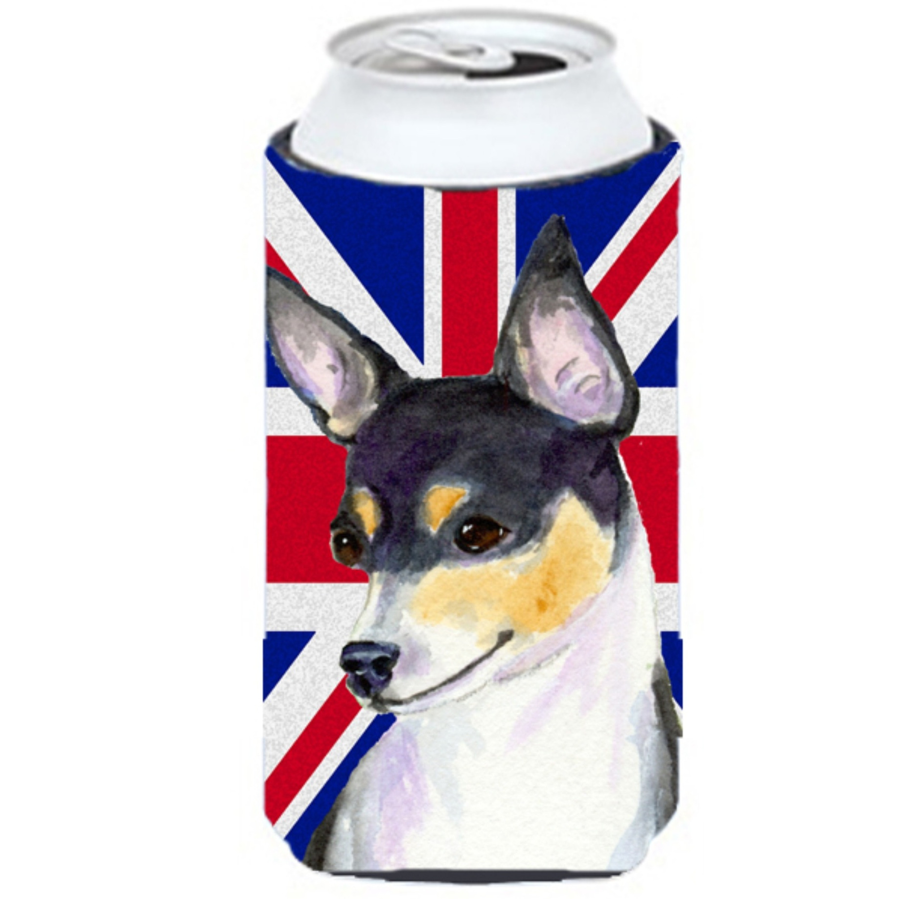 Rat Terrier with English Union Jack British Flag Tall Boy Beverage Insulator Hugger SS4960TBC