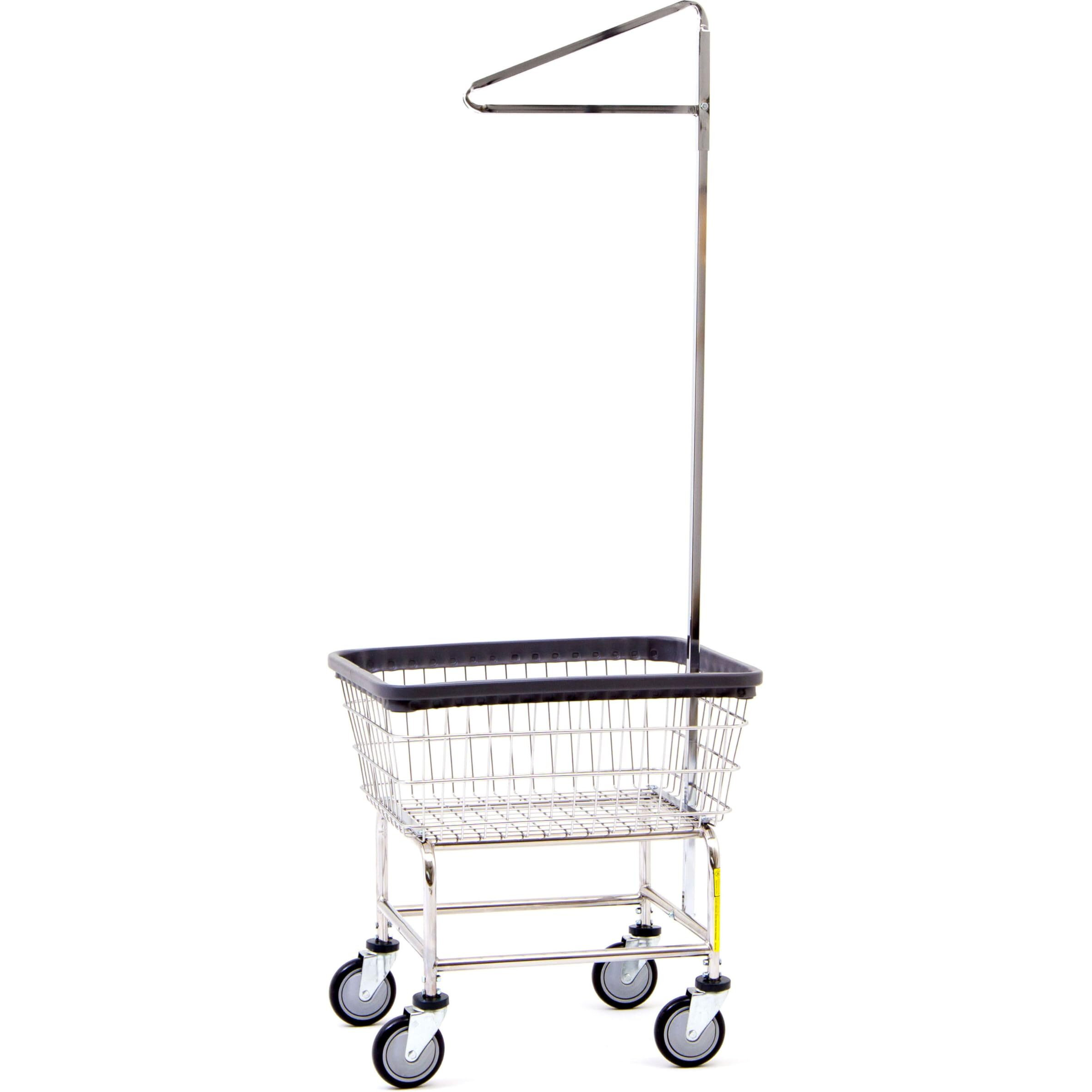 Wire Utility Cart with Single Pole Rack, 2.5 Bushel, Chrome